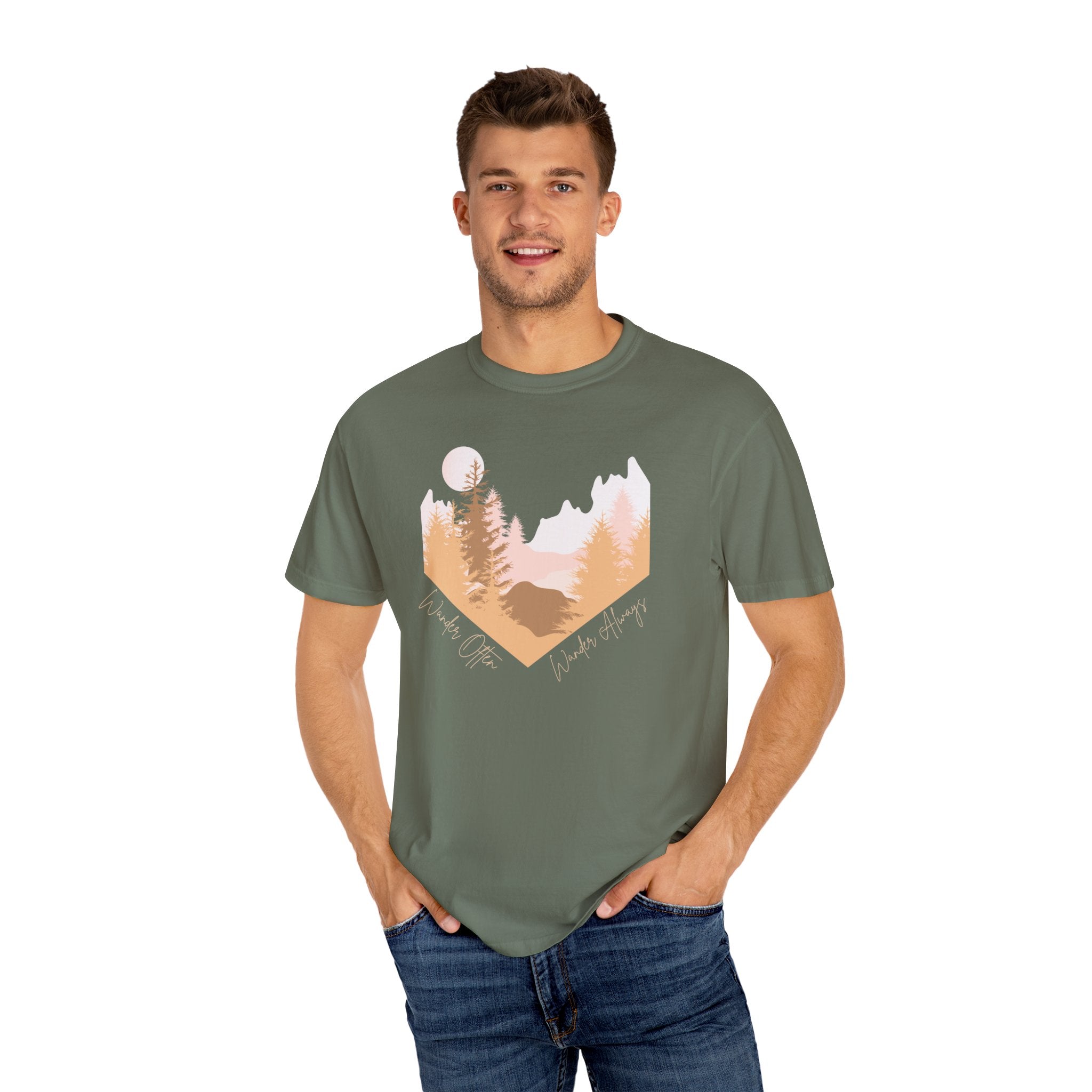 Wander Often Soft Sunrise T-Shirt | Wild & Wander Adventure Tee | Comfort Colors Garment-Dyed Shirt