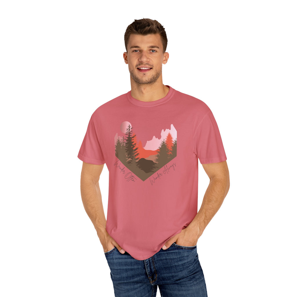 Wander Always Sunset T-Shirt | Wild & Wander Adventure Tee | Comfort Colors Garment-Dyed Shirt