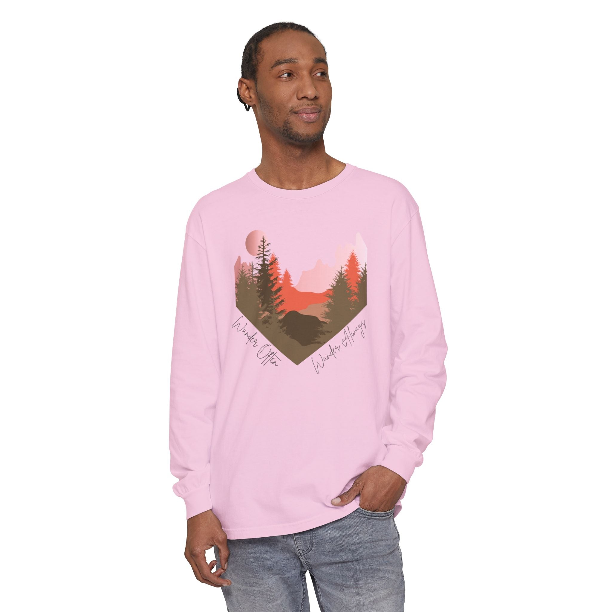Wander Always Long Sleeve Shirt, Cozy Outdoor Graphic Tee, Wild & Wander