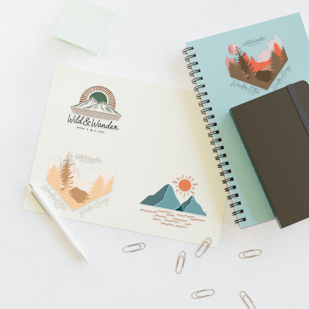 Sunrise Adventure Sticker Sheet - Wild & Wander Nature-Inspired Vinyl Stickers for Laptops, Journals + More