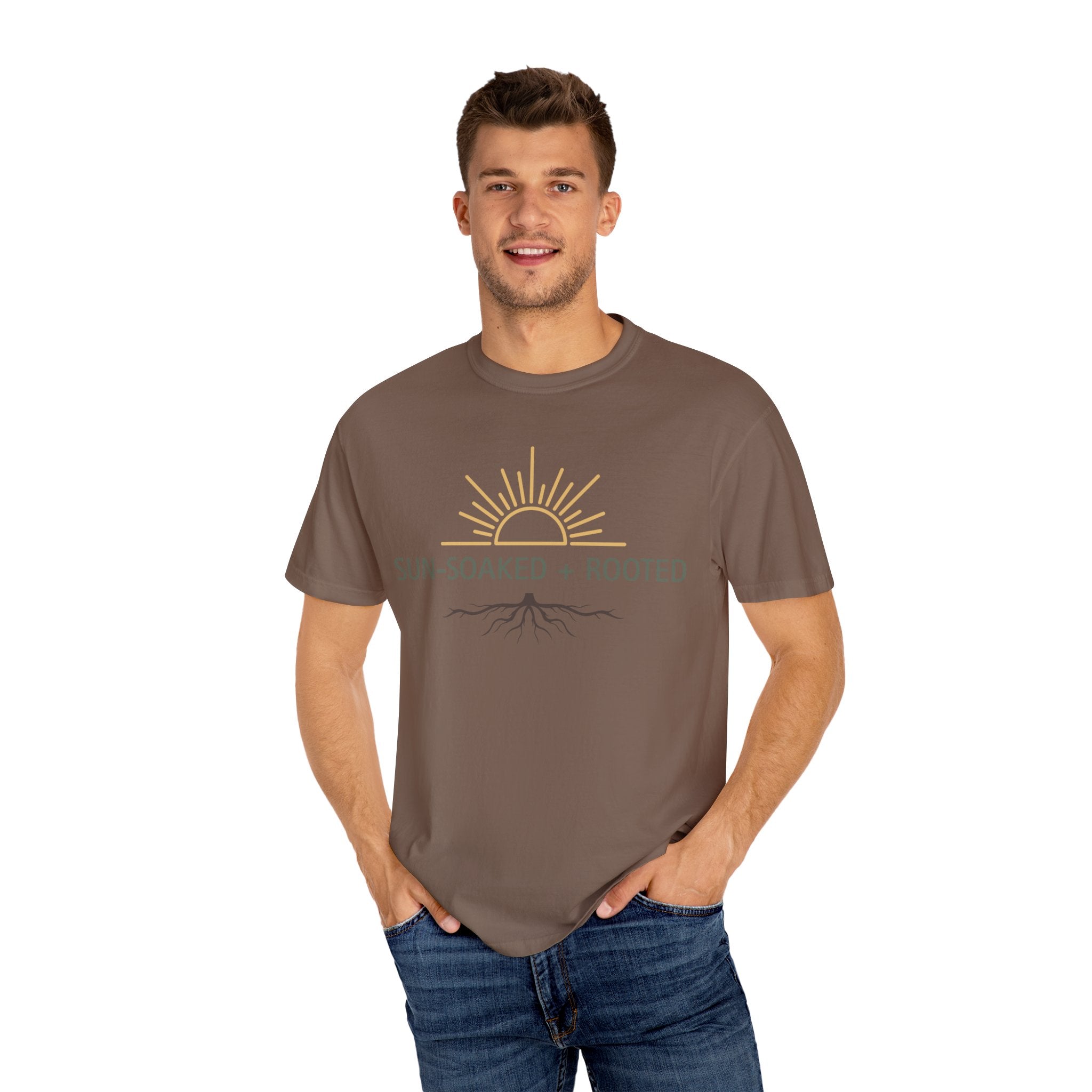 Wild & Wander Sun-Soaked + Rooted Tee - Comfort Colors Boho T-Shirt for Soft Summer Days