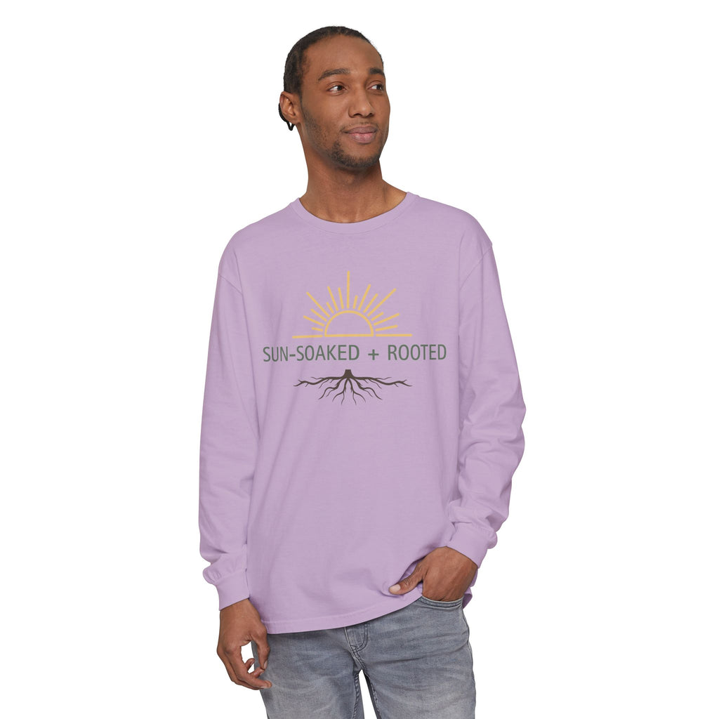 Wild & Wander Sun-Soaked + Rooted Long Sleeve Tee - Boho Layer for Chilly Summer Evenings