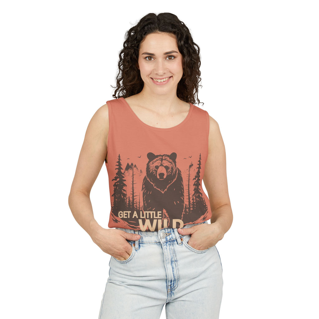 Get a Little Wild Bear Tank Top - Nature Graphic | Soft Garment-Dyed Unisex Fit