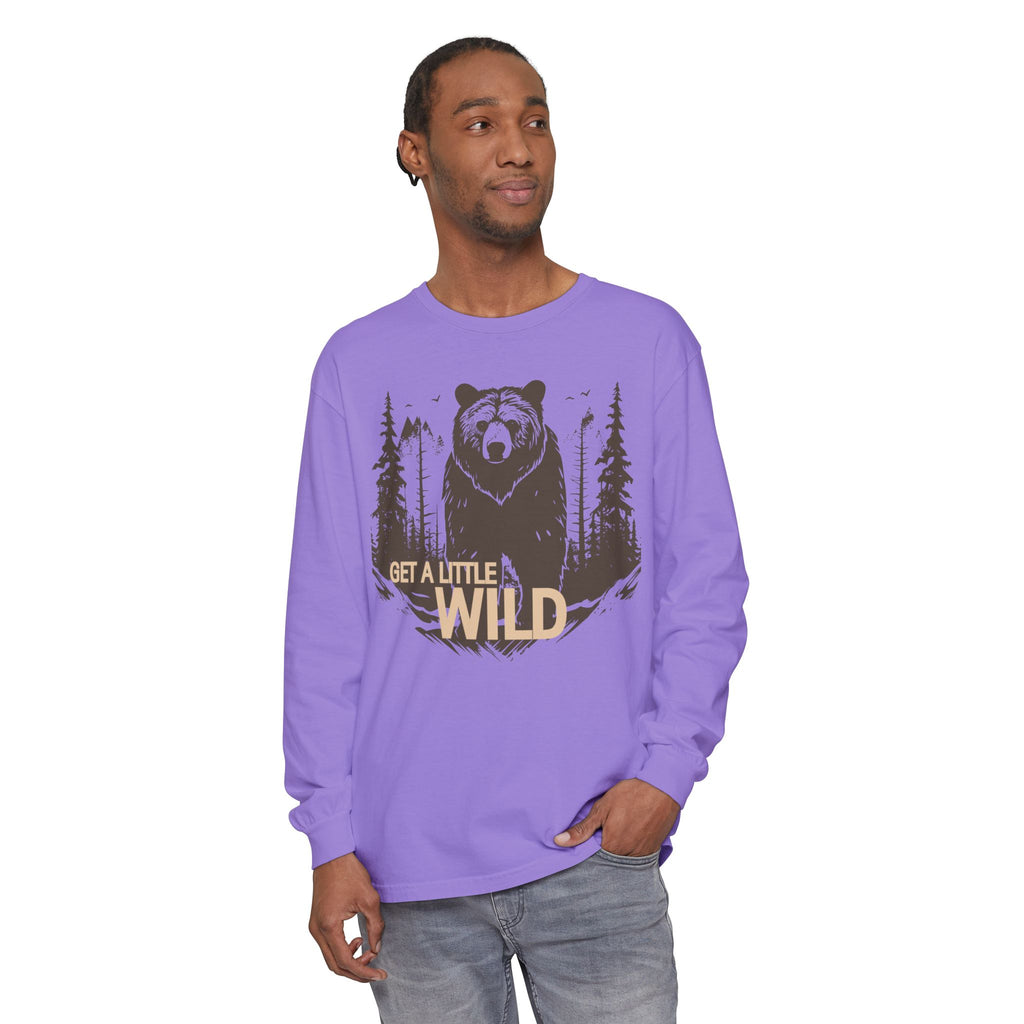 Get a Little Wild Bear Long Sleeve -Nature Graphic Tee | Soft Cotton Adventure Layer