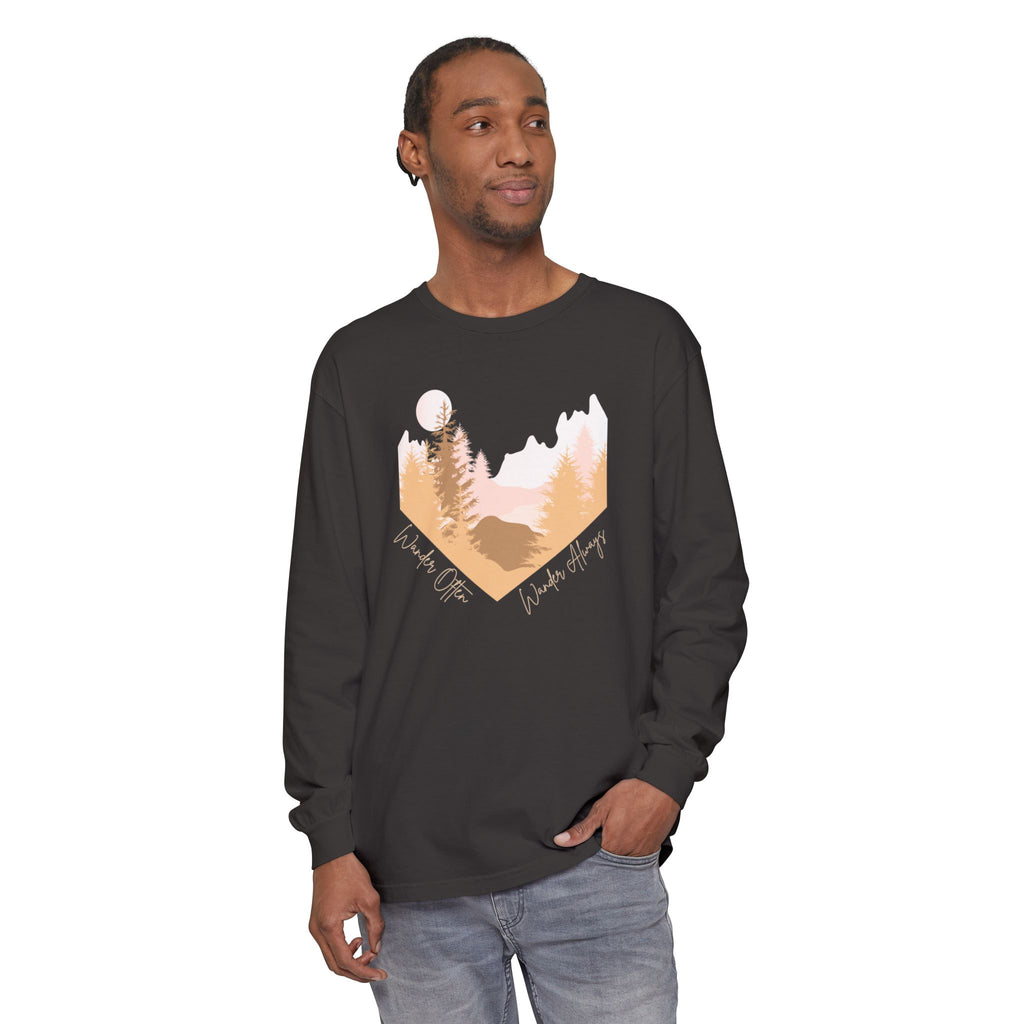 Wander Often Long Sleeve Shirt, Soft Nature Graphic Tee, Wild & Wander