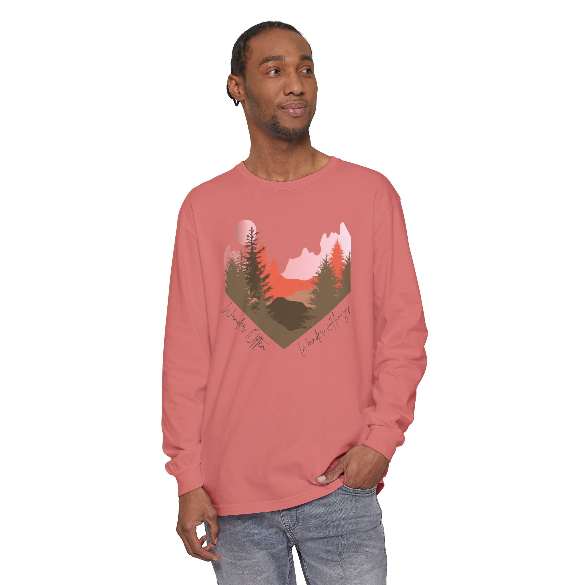 Wander Always Long Sleeve Shirt, Cozy Outdoor Graphic Tee, Wild & Wander