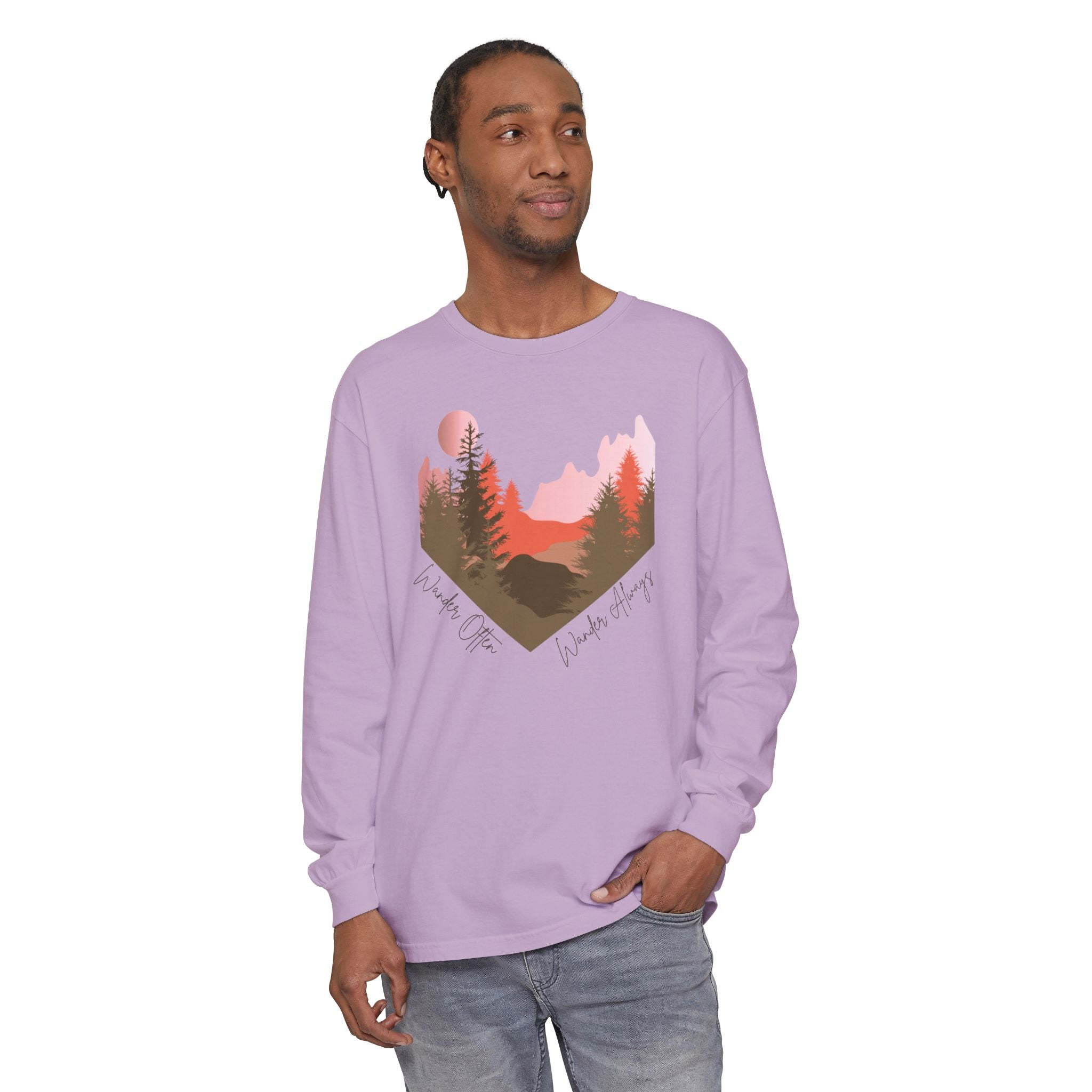 Wander Always Long Sleeve Shirt, Cozy Outdoor Graphic Tee, Wild & Wander