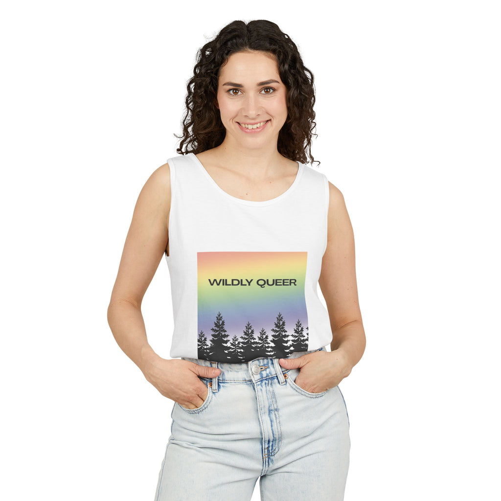 Wildly Queer Pride Tank Top | LGBTQ+ Shirt | Lesbian Queer Summer Tank | Rainbow Forest Graphic | Gay Pride Shirt | Wild & Wander Merch
