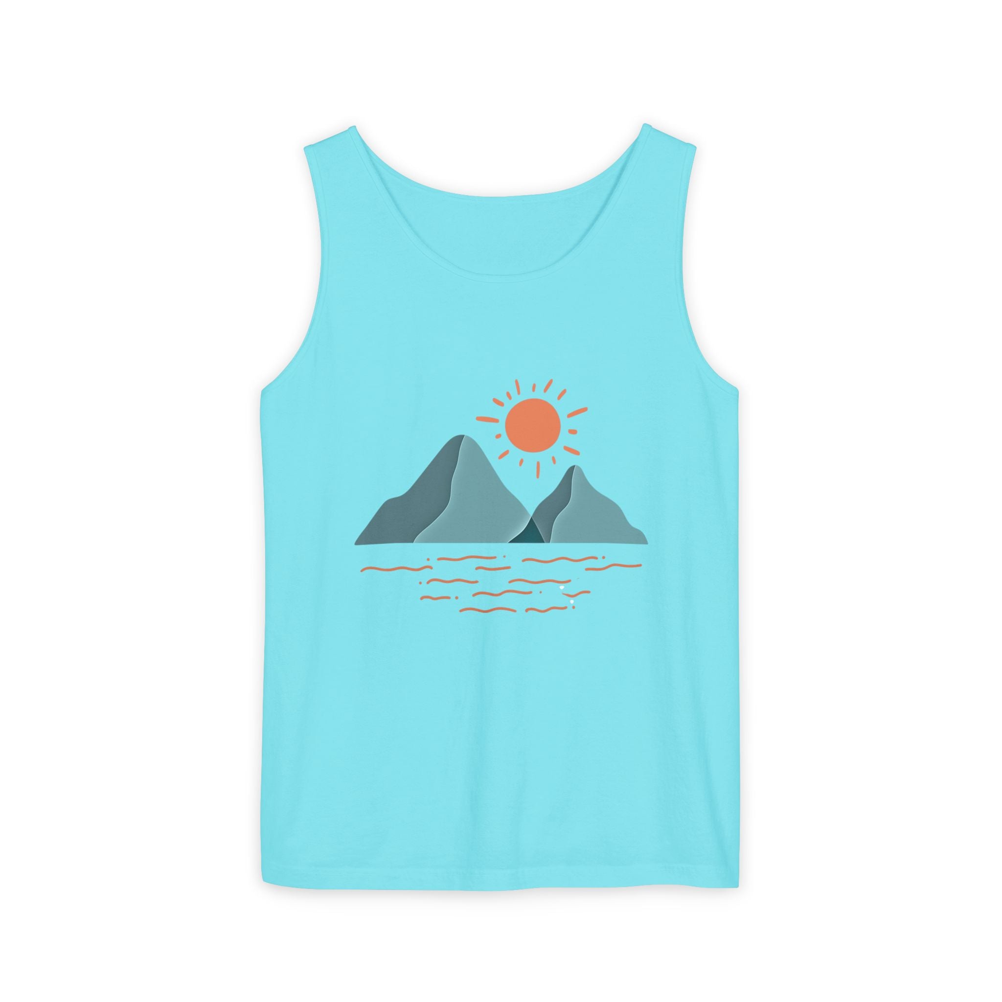 Mountain Sunrise Tank Top - Comfort Colors Garment-Dyed Unisex Muscle Tank | Soft Cotton Nature-Inspired Summer Shirt