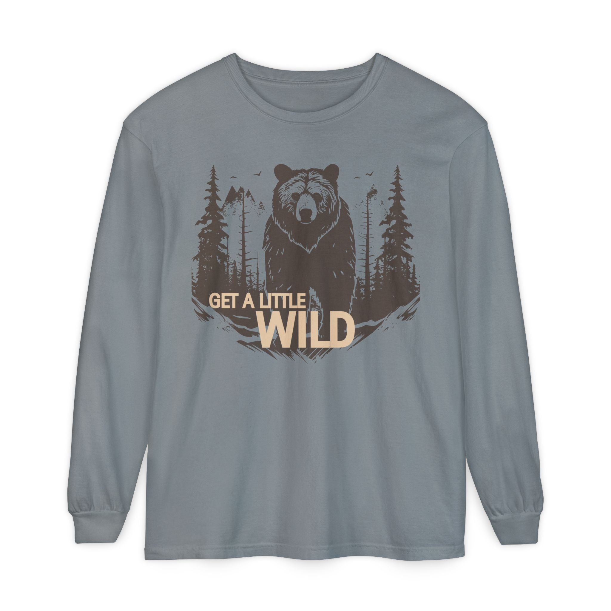 Get a Little Wild Bear Long Sleeve -Nature Graphic Tee | Soft Cotton Adventure Layer