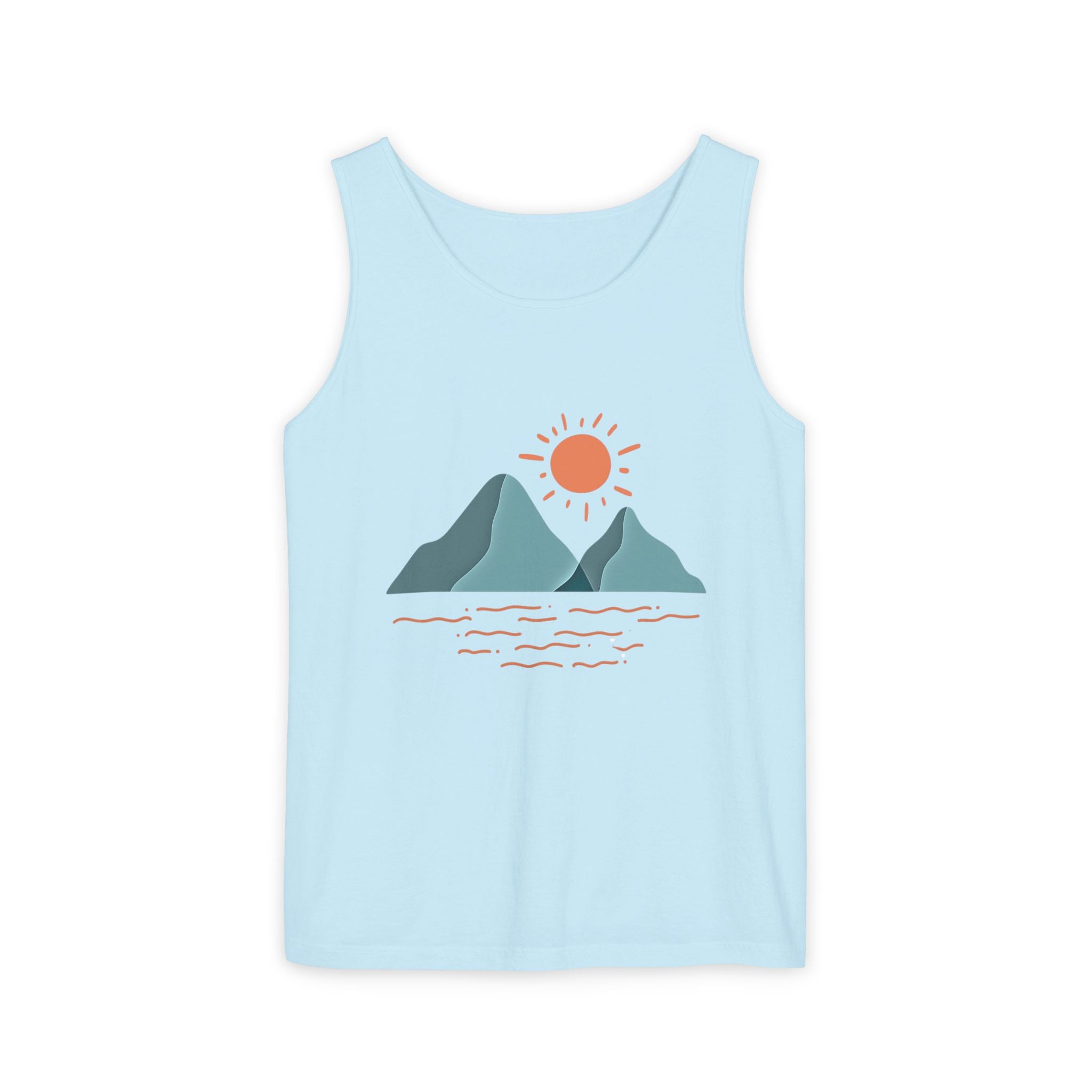 Mountain Sunrise Tank Top - Comfort Colors Garment-Dyed Unisex Muscle Tank | Soft Cotton Nature-Inspired Summer Shirt