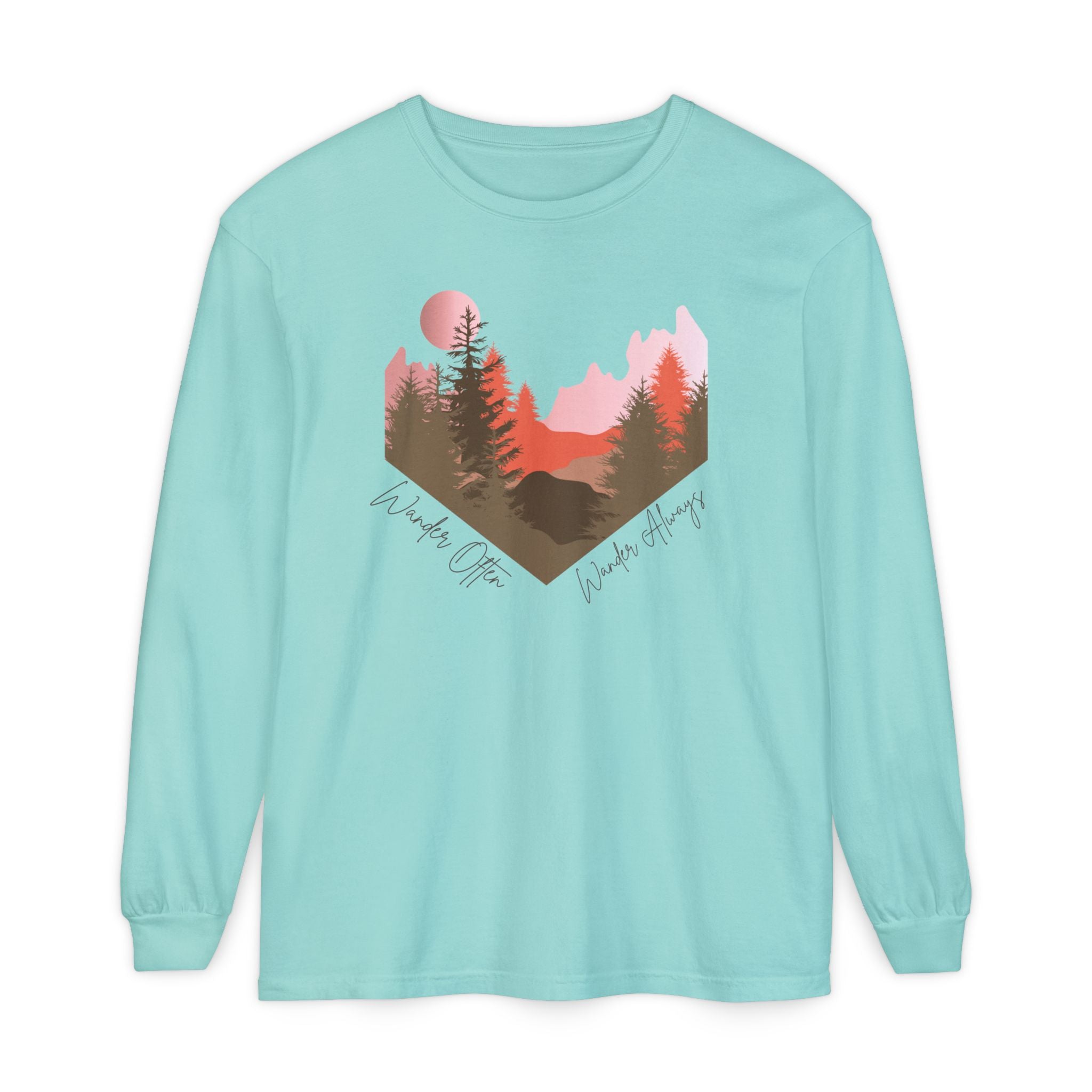 Wander Always Long Sleeve Shirt, Cozy Outdoor Graphic Tee, Wild & Wander