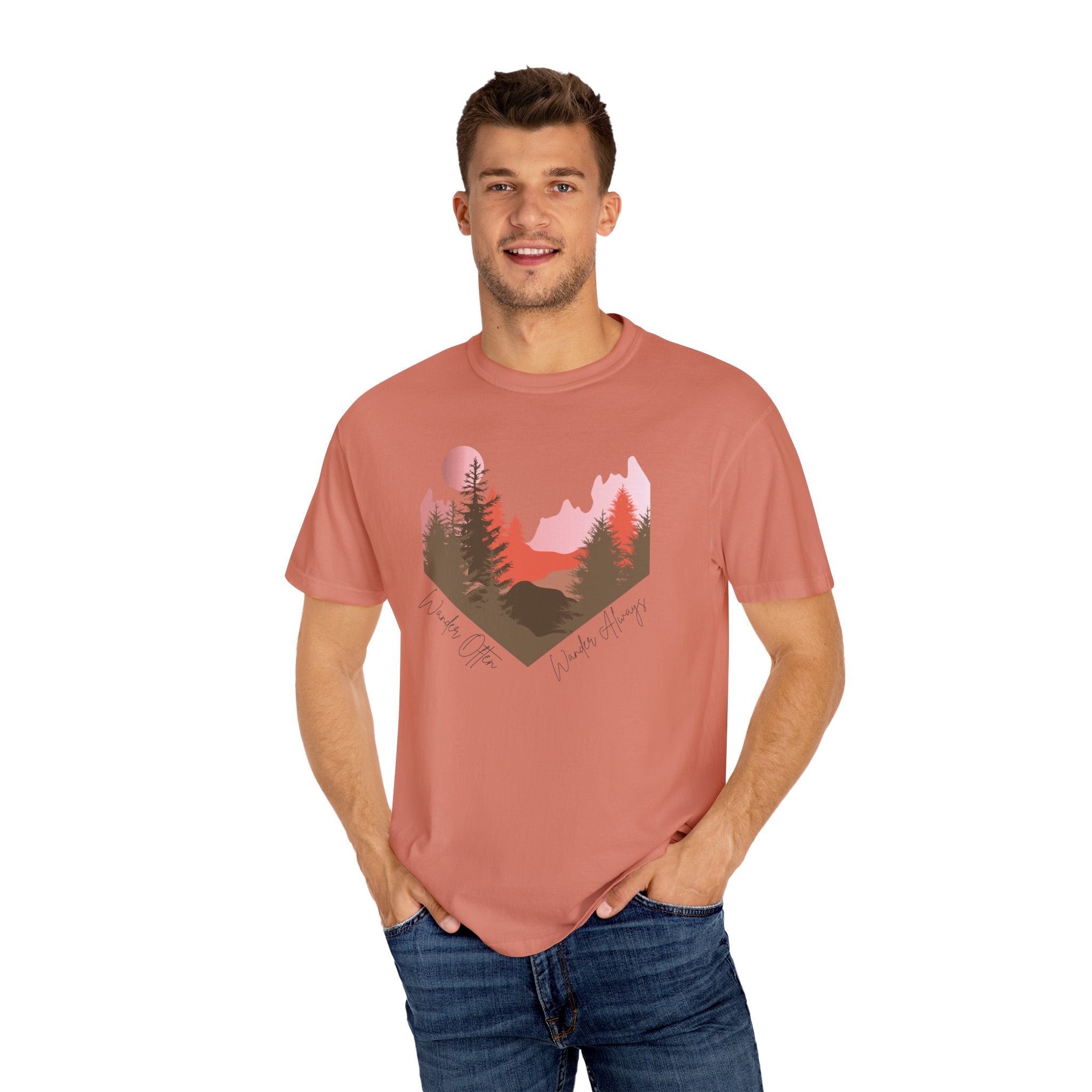 Wander Always Sunset T-Shirt | Wild & Wander Adventure Tee | Comfort Colors Garment-Dyed Shirt