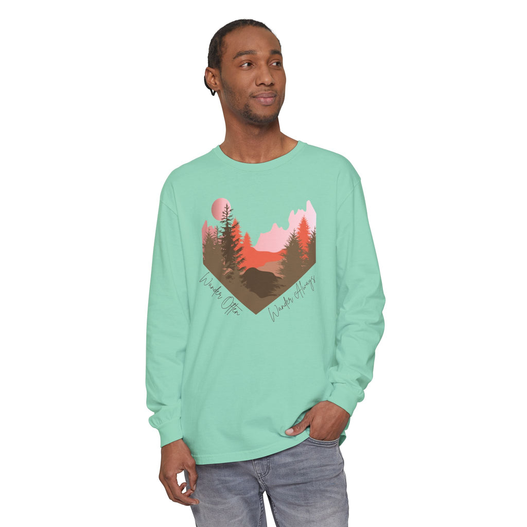 Wander Always Long Sleeve Shirt, Cozy Outdoor Graphic Tee, Wild & Wander