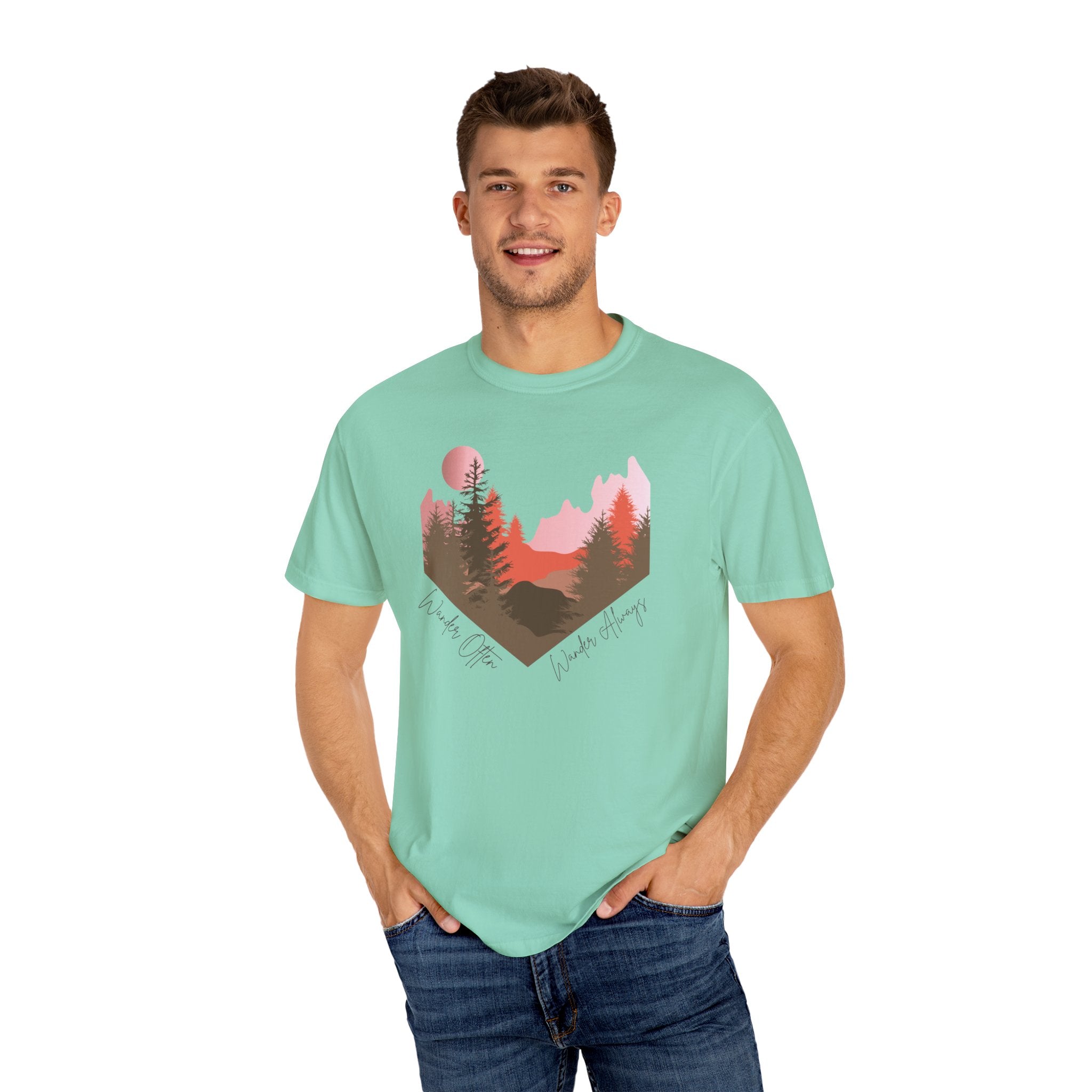 Wander Always Sunset T-Shirt | Wild & Wander Adventure Tee | Comfort Colors Garment-Dyed Shirt