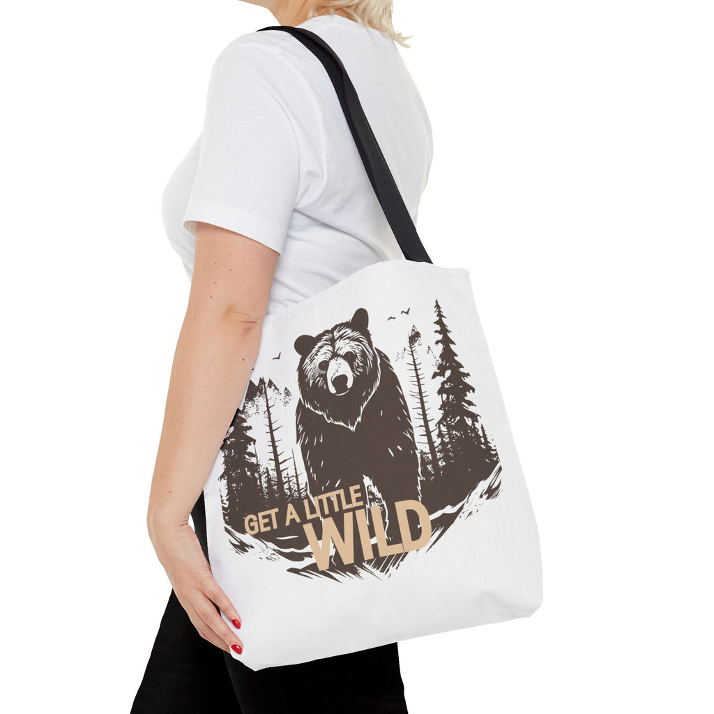 Get a Little Wild Tote Bag - Bear Forest Design | Durable Cotton Handle Market Bag