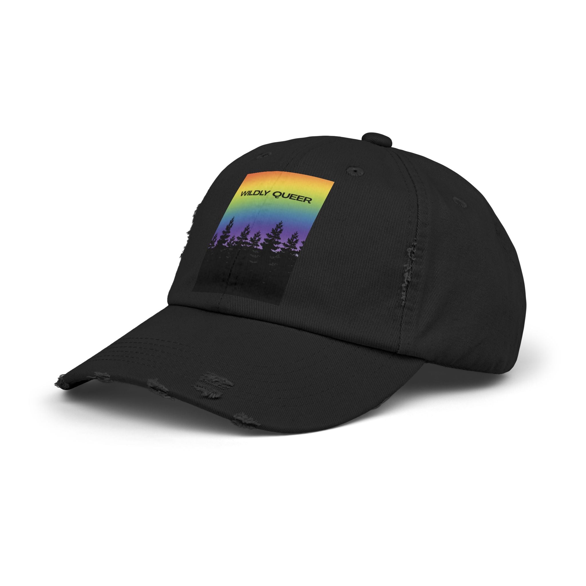 Wildly Queer Pride Hat | LGBTQ+ Baseball Cap | Rainbow Forest Queer Design | Distressed Dad Hat | Gay Pride Hat | Wild & Wander Apparel