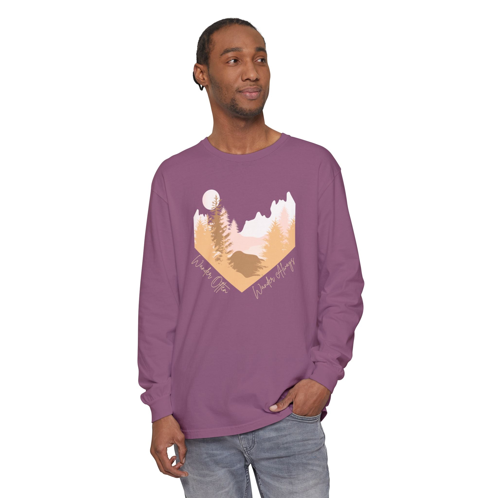 Wander Often Long Sleeve Shirt, Soft Nature Graphic Tee, Wild & Wander