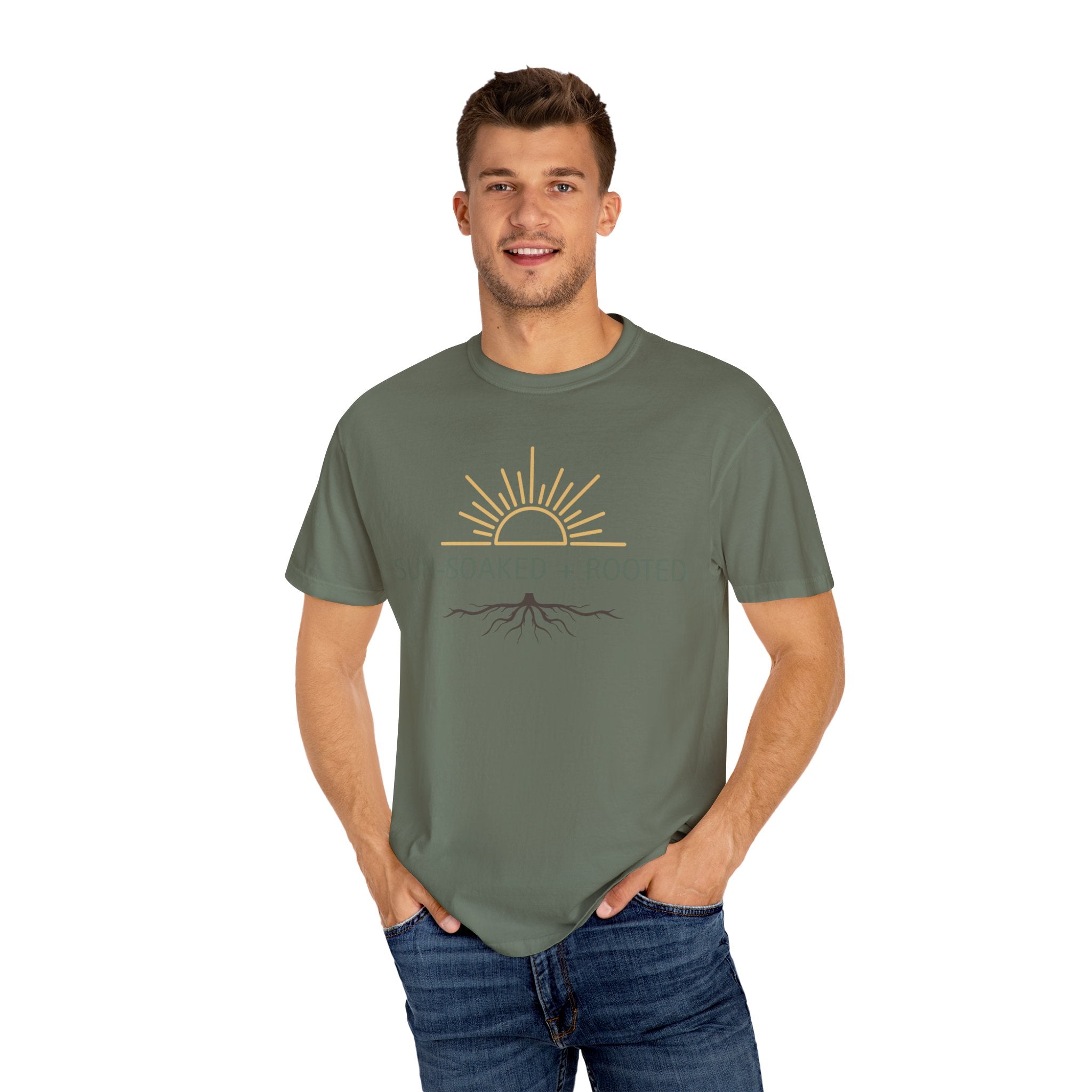 Wild & Wander Sun-Soaked + Rooted Tee - Comfort Colors Boho T-Shirt for Soft Summer Days