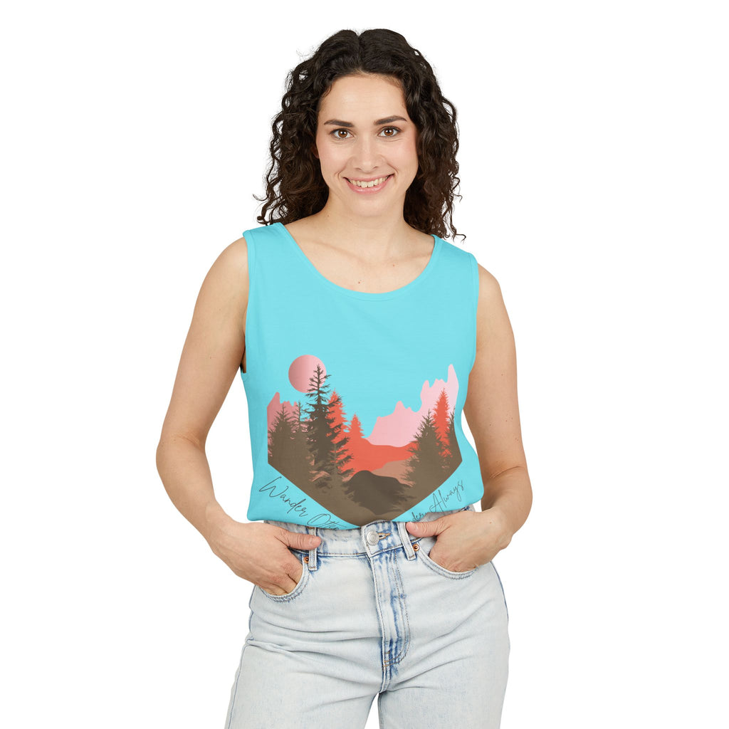 Wander Always Tank Top - Comfort Colors Garment-Dyed Muscle Tank | Wild & Wander Nature-Inspired Summer Shirt