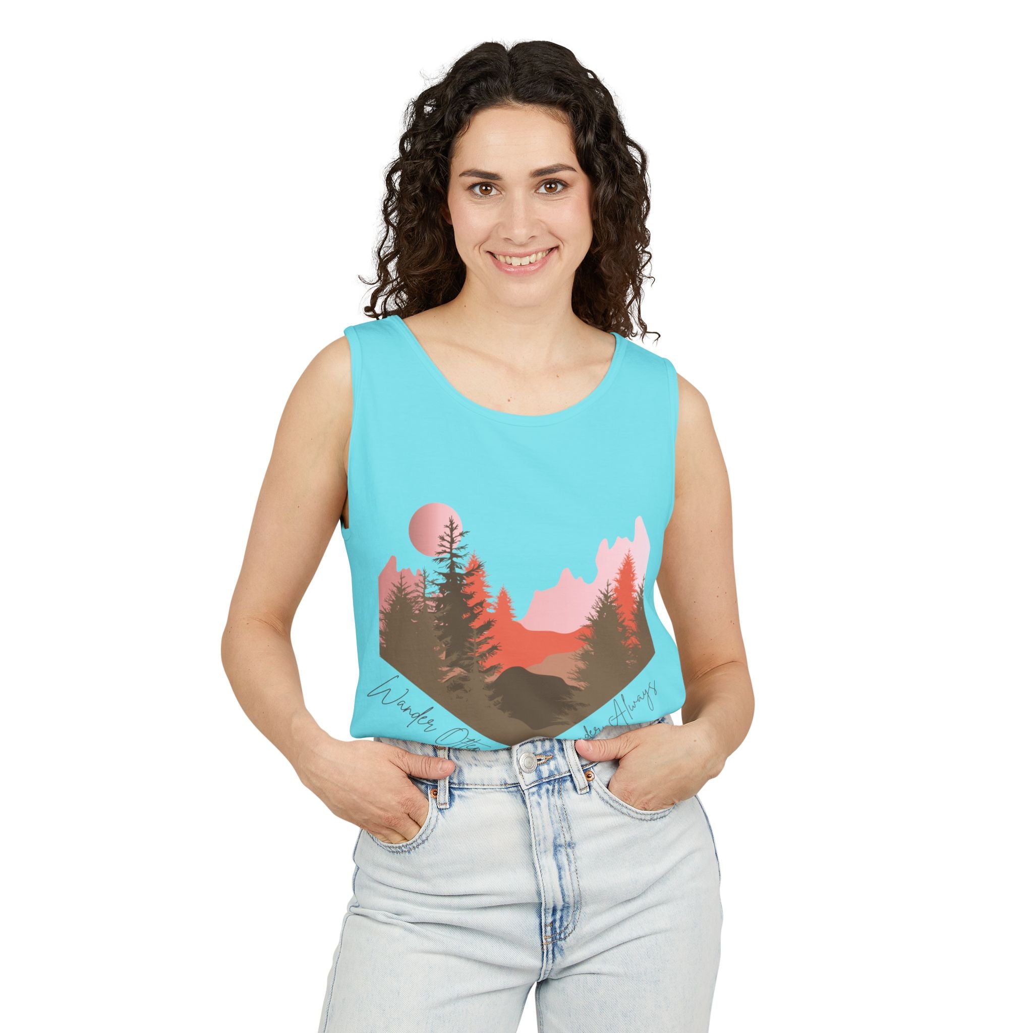 Wander Always Tank Top - Comfort Colors Garment-Dyed Muscle Tank | Wild & Wander Nature-Inspired Summer Shirt