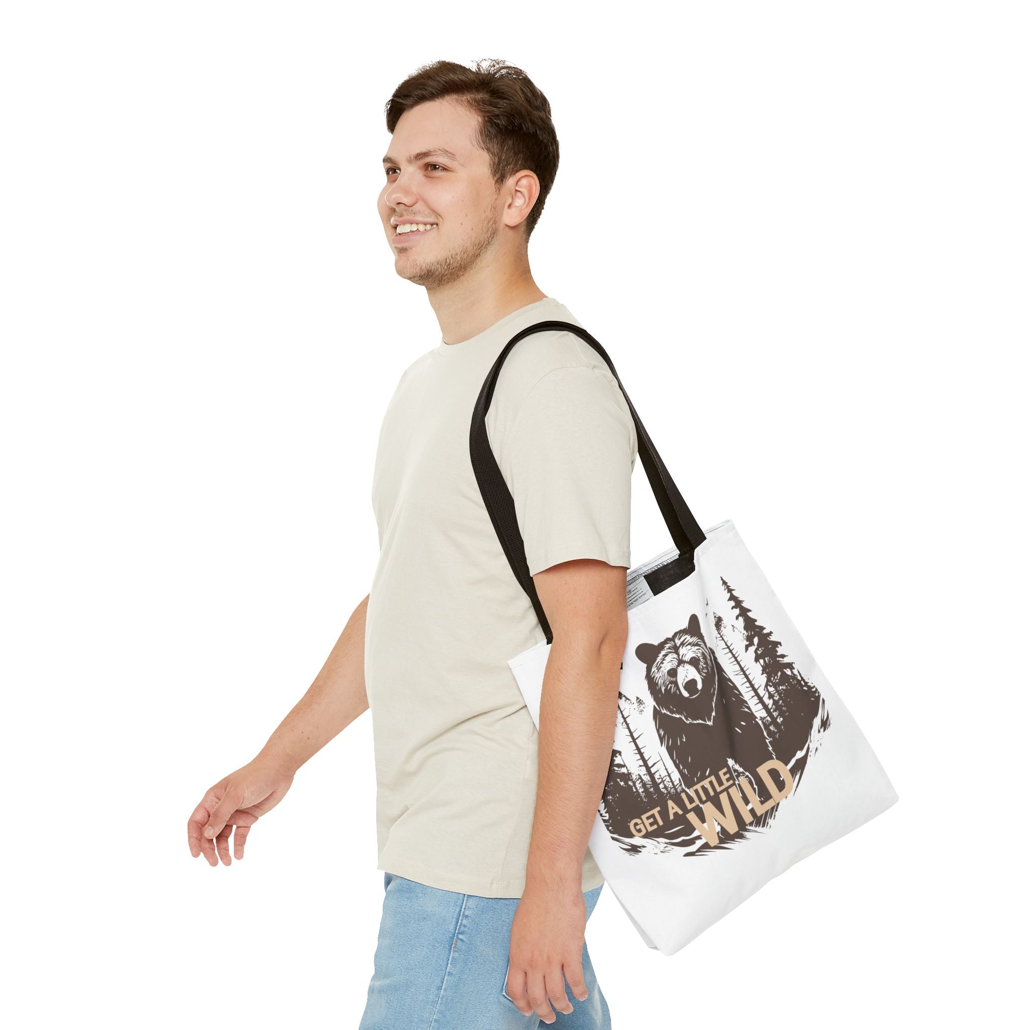 Get a Little Wild Tote Bag - Bear Forest Design | Durable Cotton Handle Market Bag