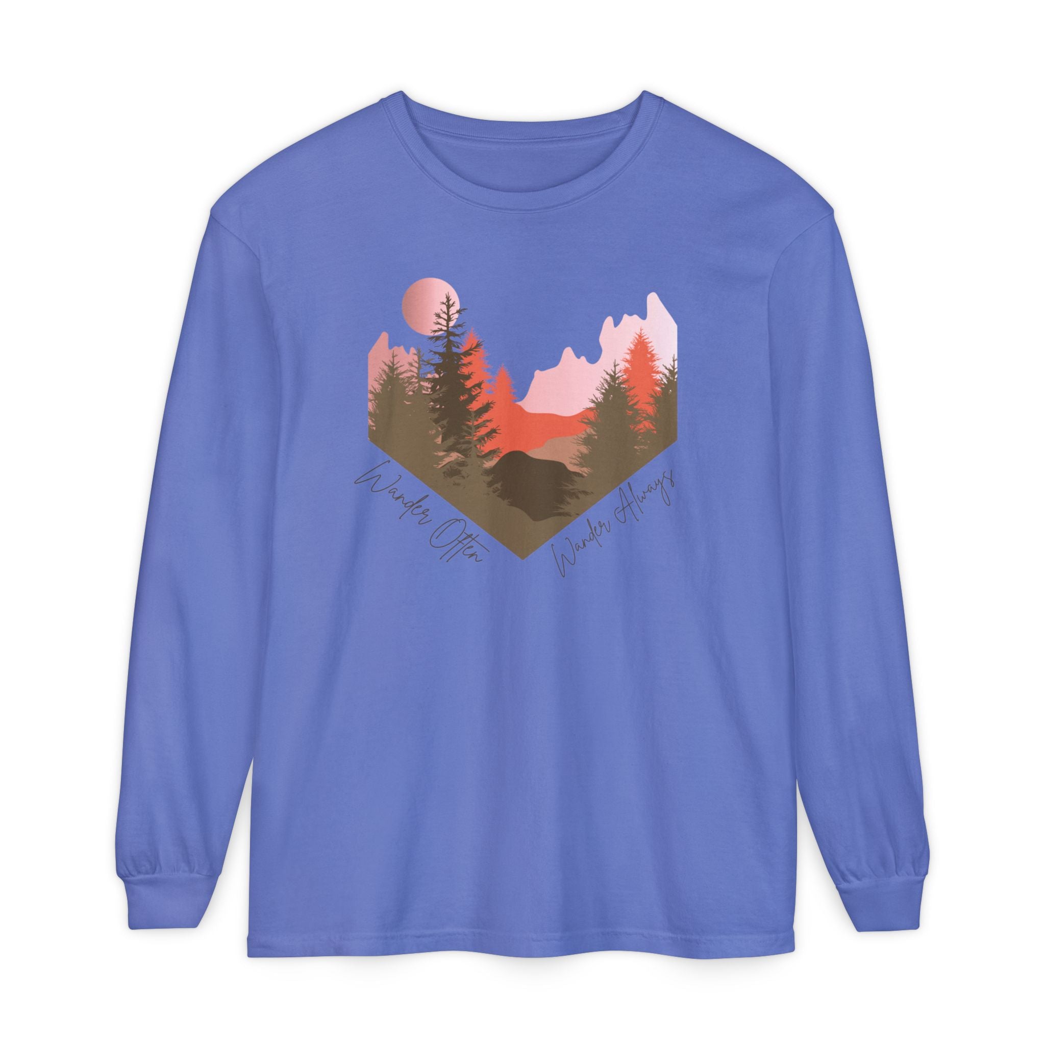 Wander Always Long Sleeve Shirt, Cozy Outdoor Graphic Tee, Wild & Wander