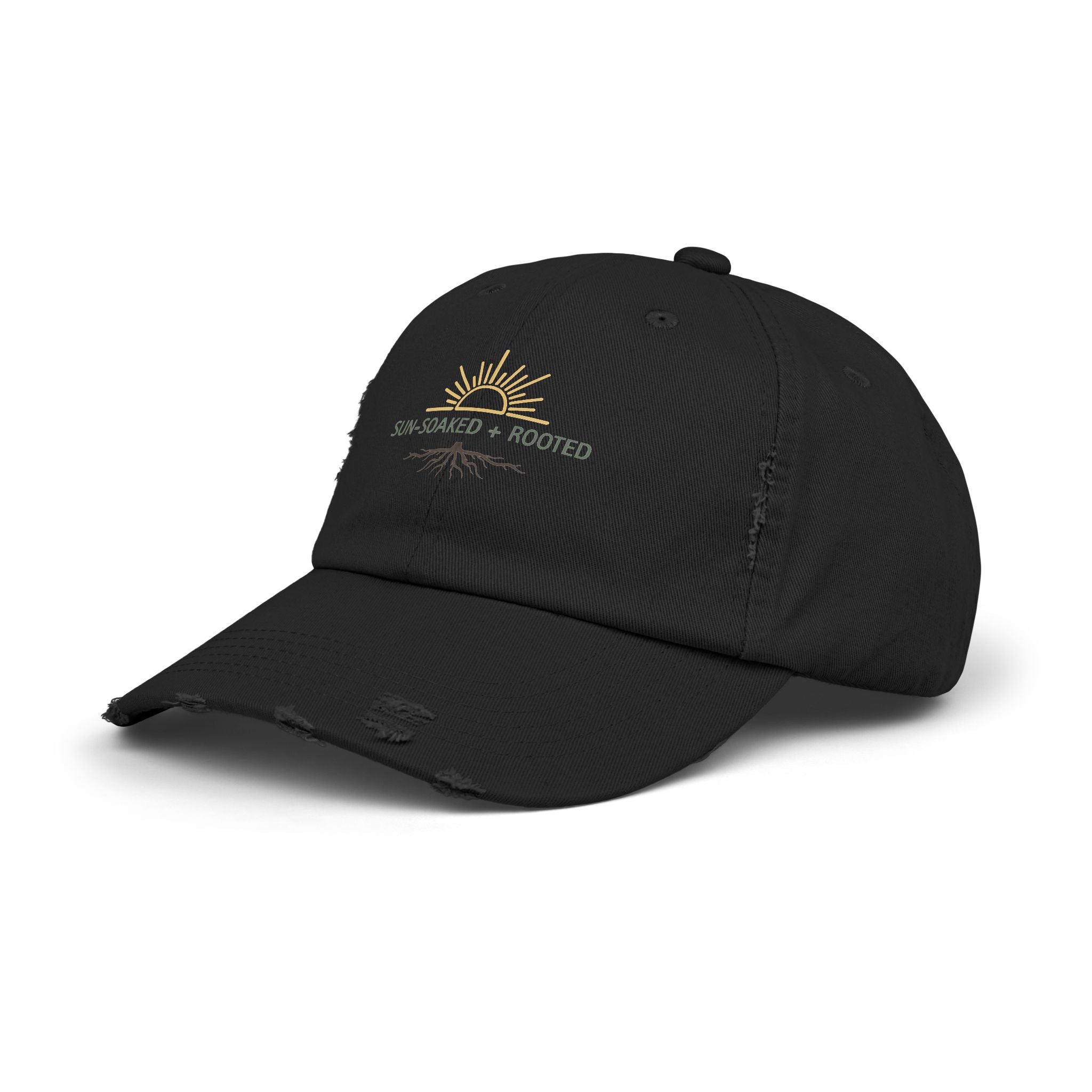 Wild & Wander Sun-Soaked + Rooted Baseball Hat - Boho Distressed Cap for Soft Summer Days