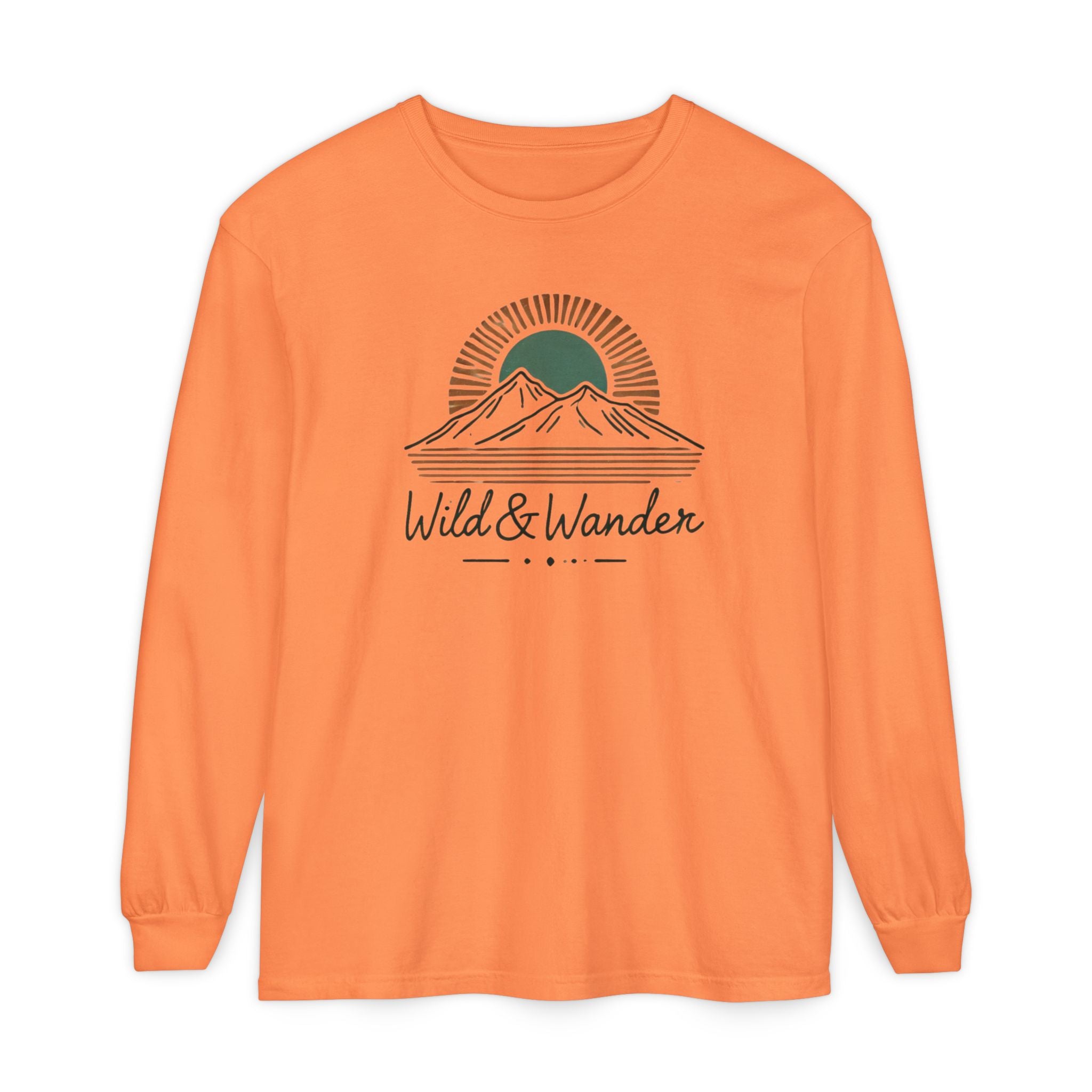Wild & Wander Logo Long Sleeve Tee, Earthy Adventure Shirt for Nature Lovers