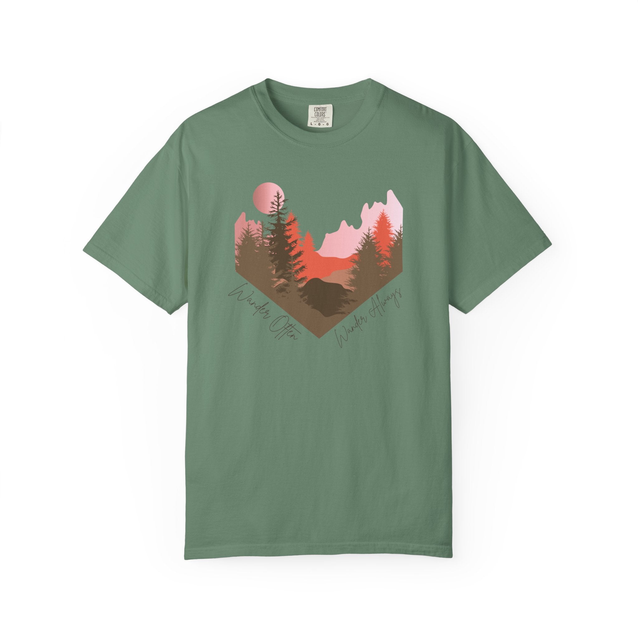 Wander Always Sunset T-Shirt | Wild & Wander Adventure Tee | Comfort Colors Garment-Dyed Shirt