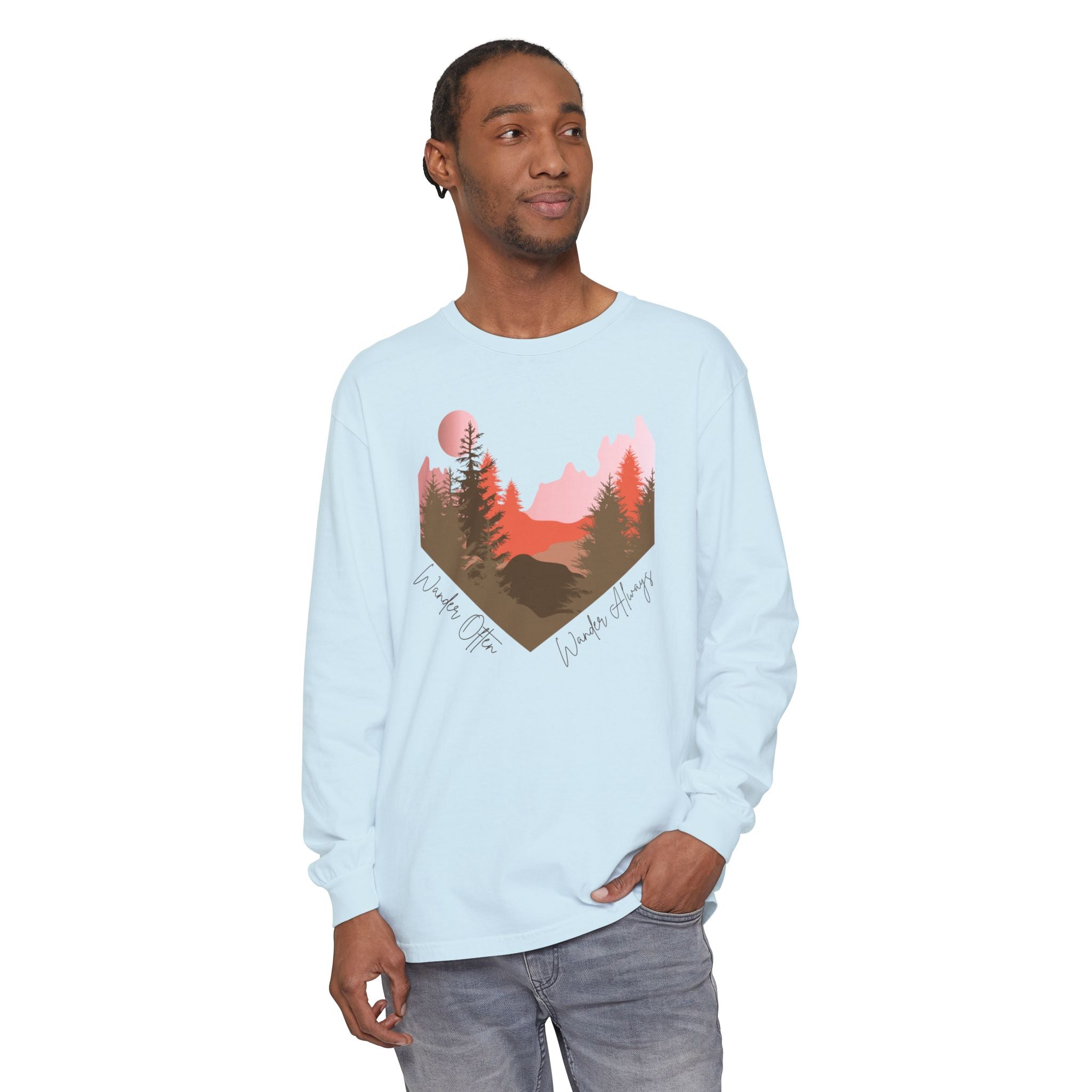 Wander Always Long Sleeve Shirt, Cozy Outdoor Graphic Tee, Wild & Wander