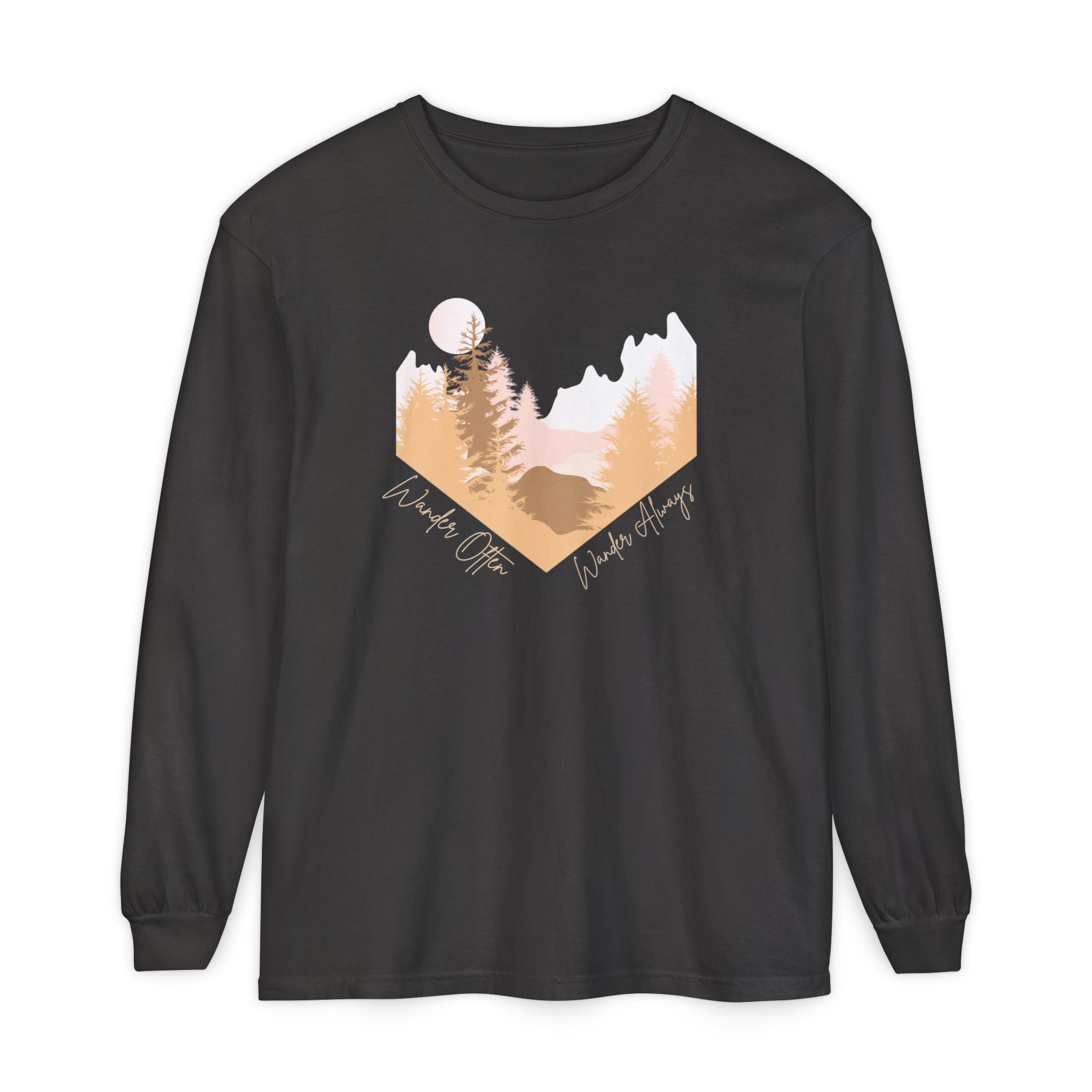 Wander Often Long Sleeve Shirt, Soft Nature Graphic Tee, Wild & Wander
