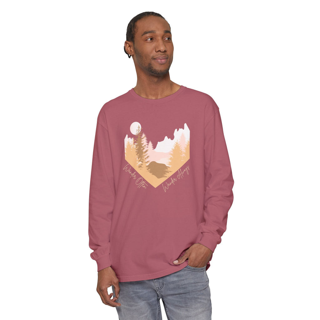Wander Often Long Sleeve Shirt, Soft Nature Graphic Tee, Wild & Wander