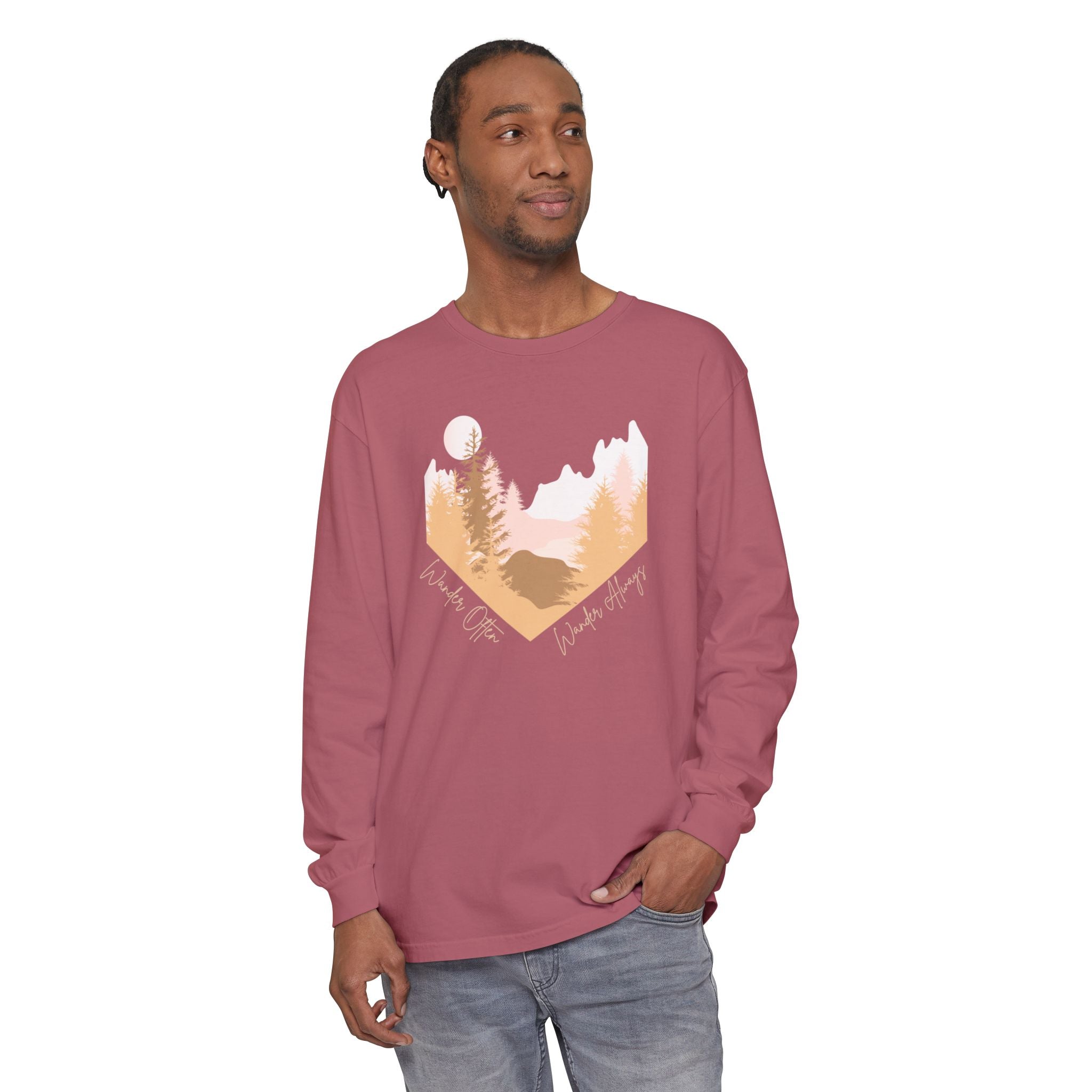Wander Often Long Sleeve Shirt, Soft Nature Graphic Tee, Wild & Wander