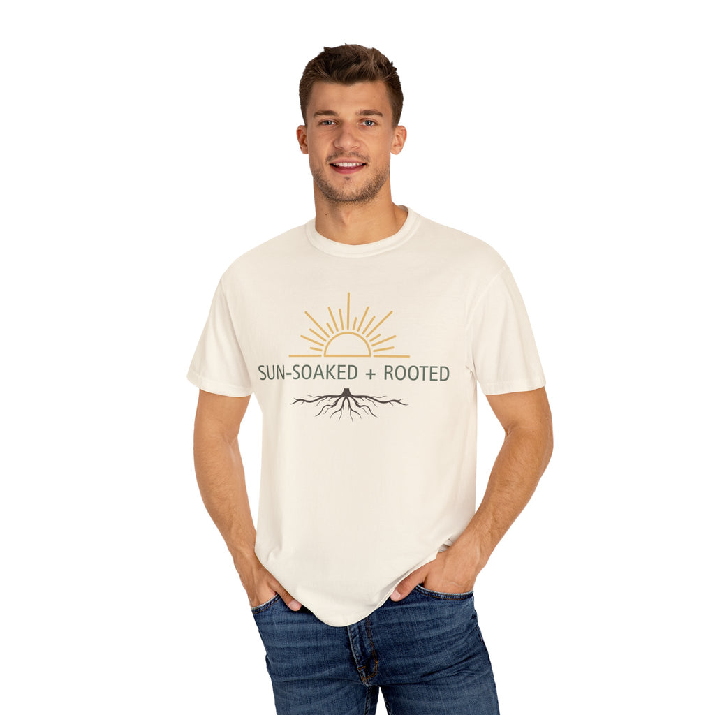 Wild & Wander Sun-Soaked + Rooted Tee - Comfort Colors Boho T-Shirt for Soft Summer Days