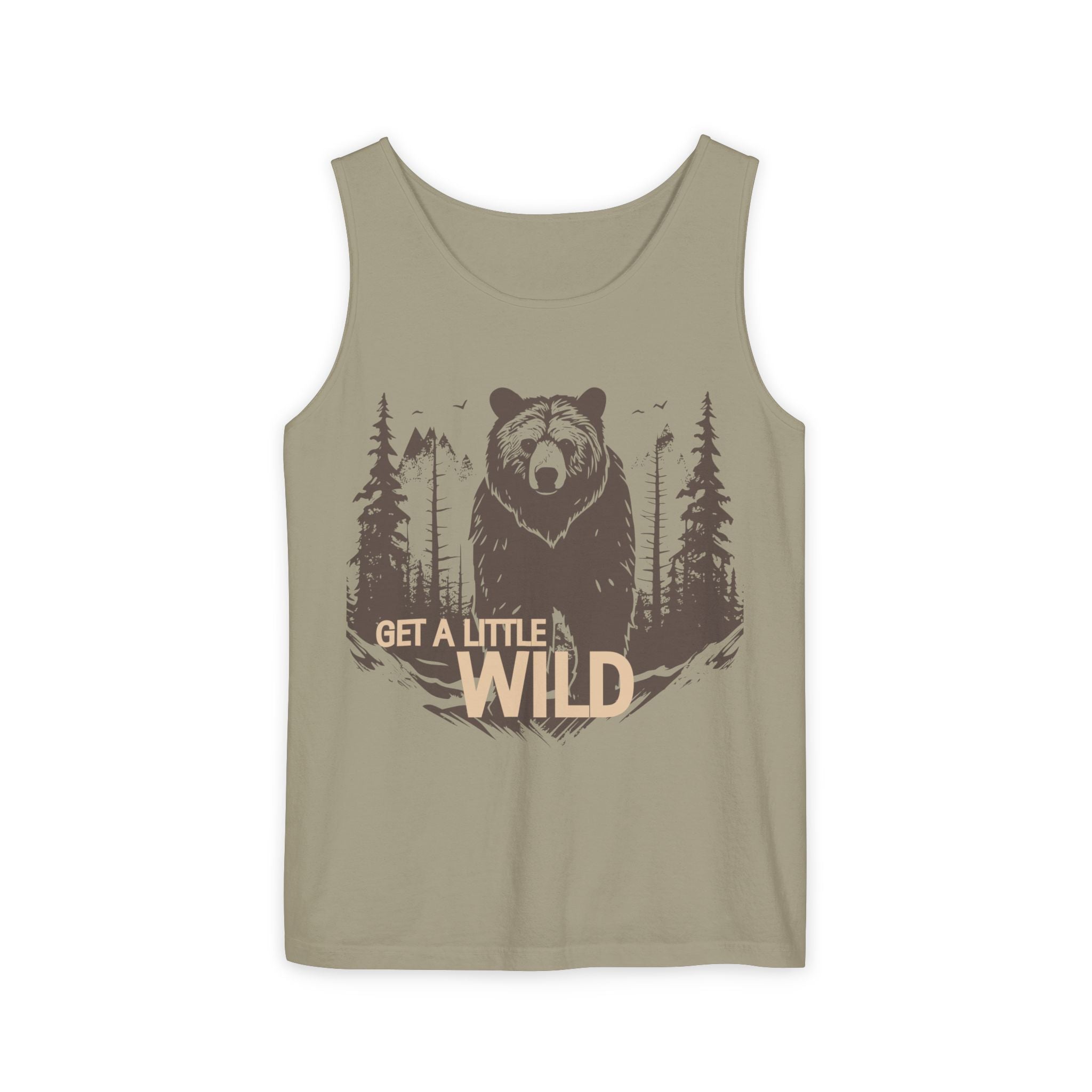 Get a Little Wild Bear Tank Top - Nature Graphic | Soft Garment-Dyed Unisex Fit