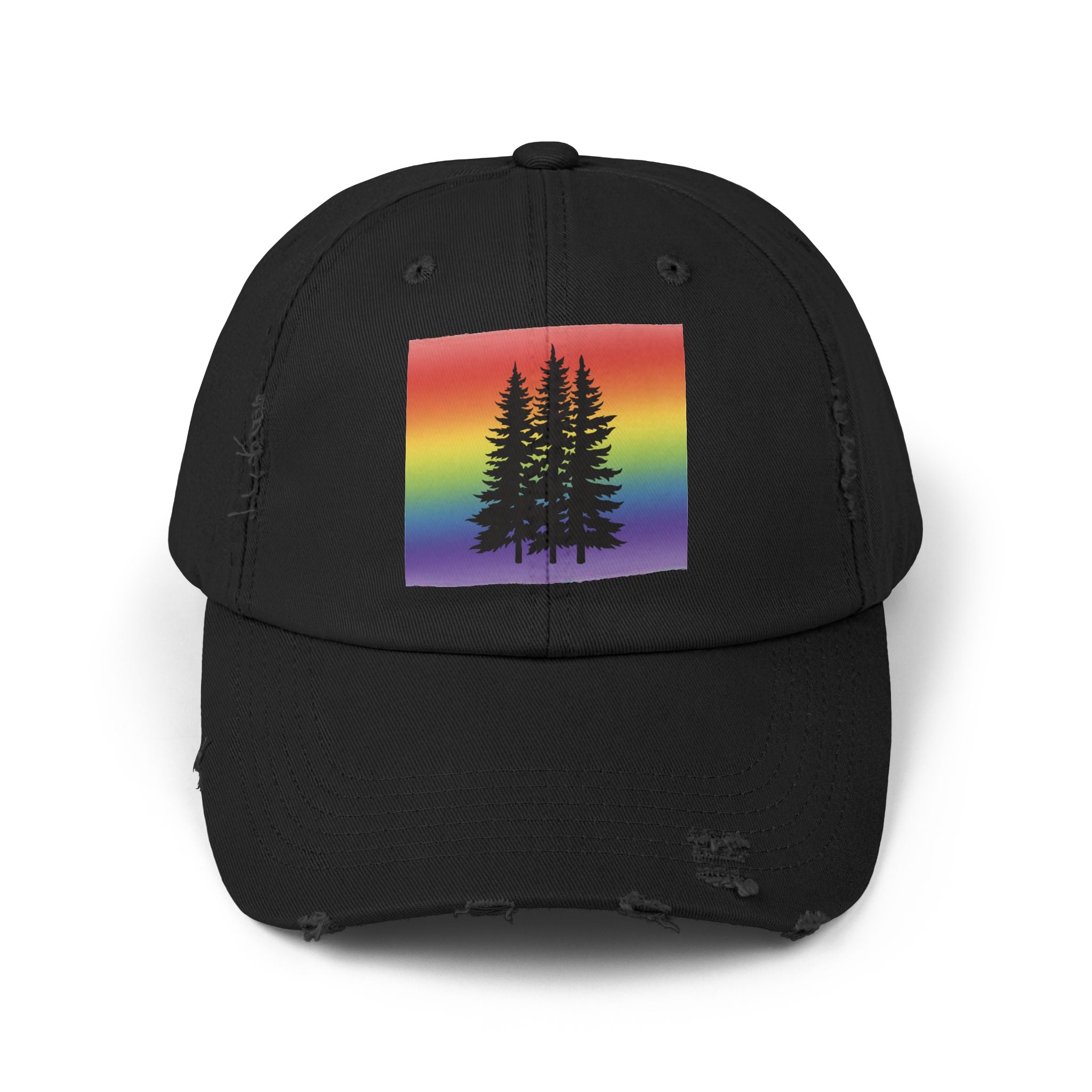 Rainbow Pride Tree Hat | LGBTQ+ Distressed Baseball Cap | Queer Forest Pride Hat | Gay Pride Cap | Lesbian Owned Brand | Wild & Wander