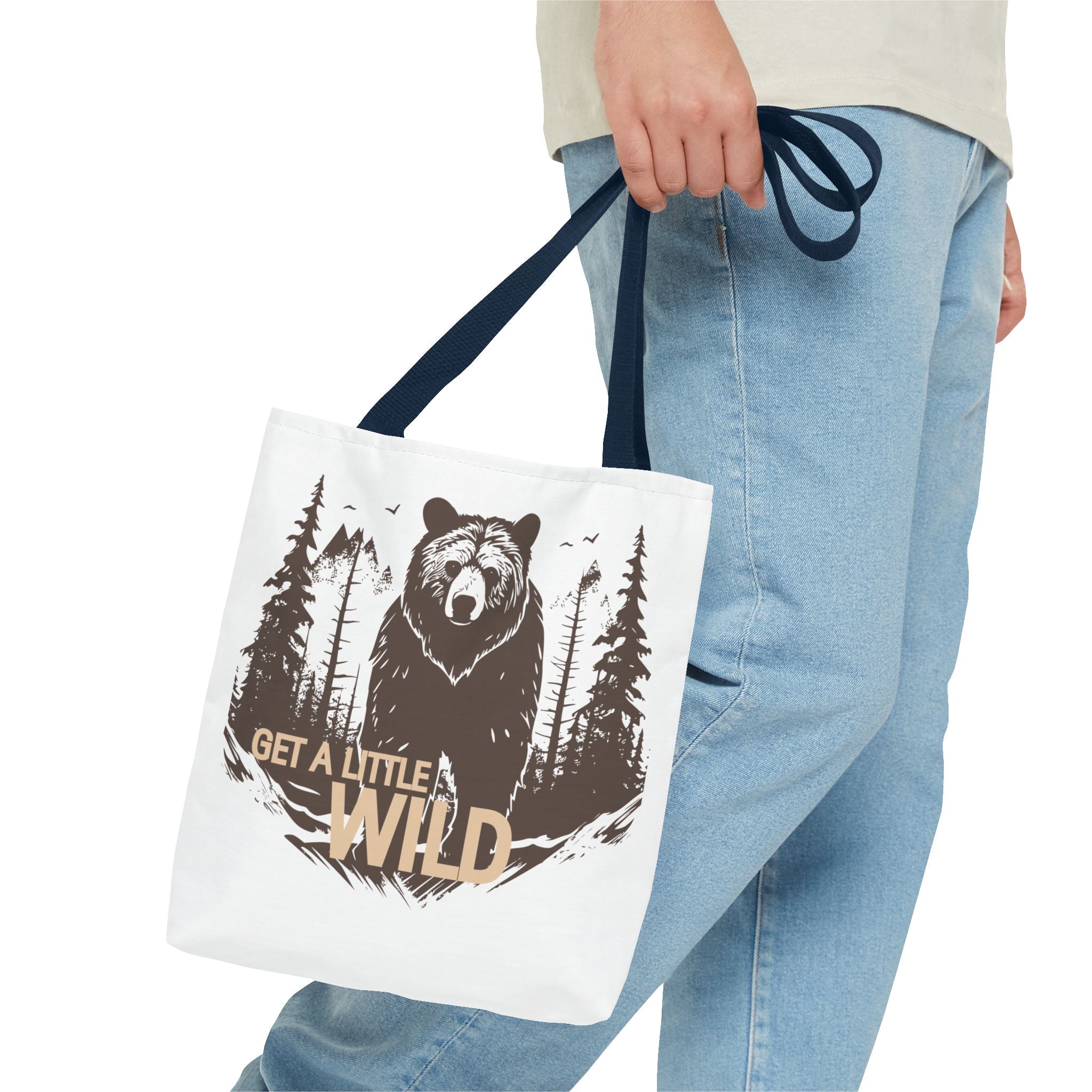 Get a Little Wild Tote Bag - Bear Forest Design | Durable Cotton Handle Market Bag