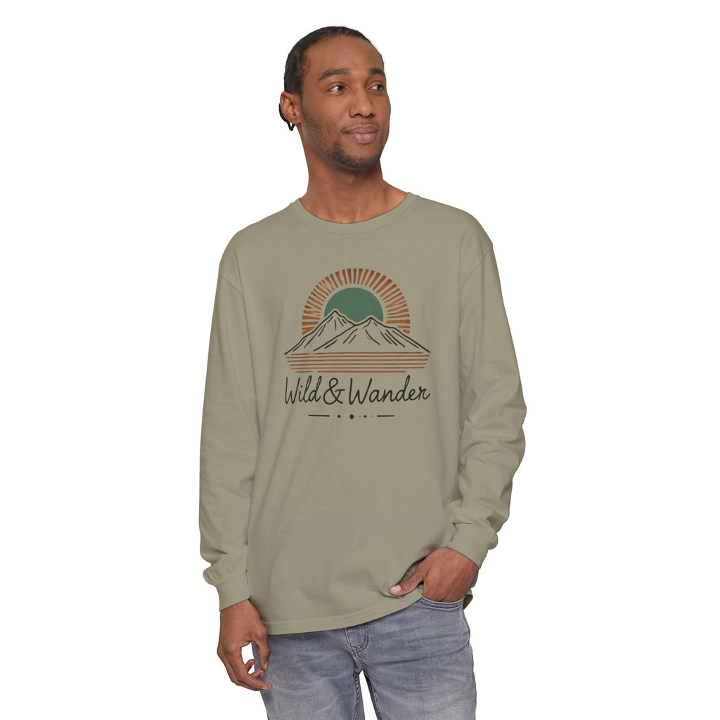 Wild & Wander Logo Long Sleeve Tee, Earthy Adventure Shirt for Nature Lovers