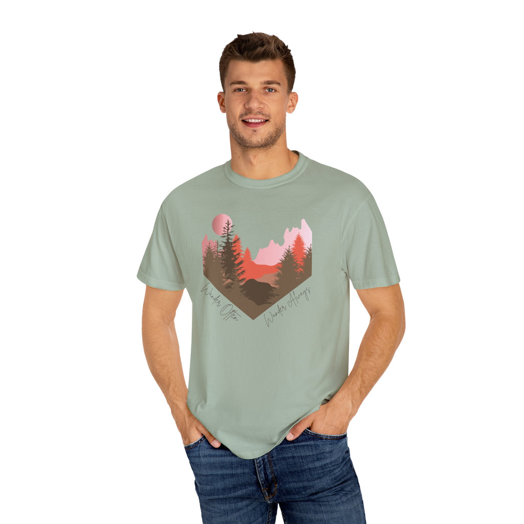 Wander Always Sunset T-Shirt | Wild & Wander Adventure Tee | Comfort Colors Garment-Dyed Shirt