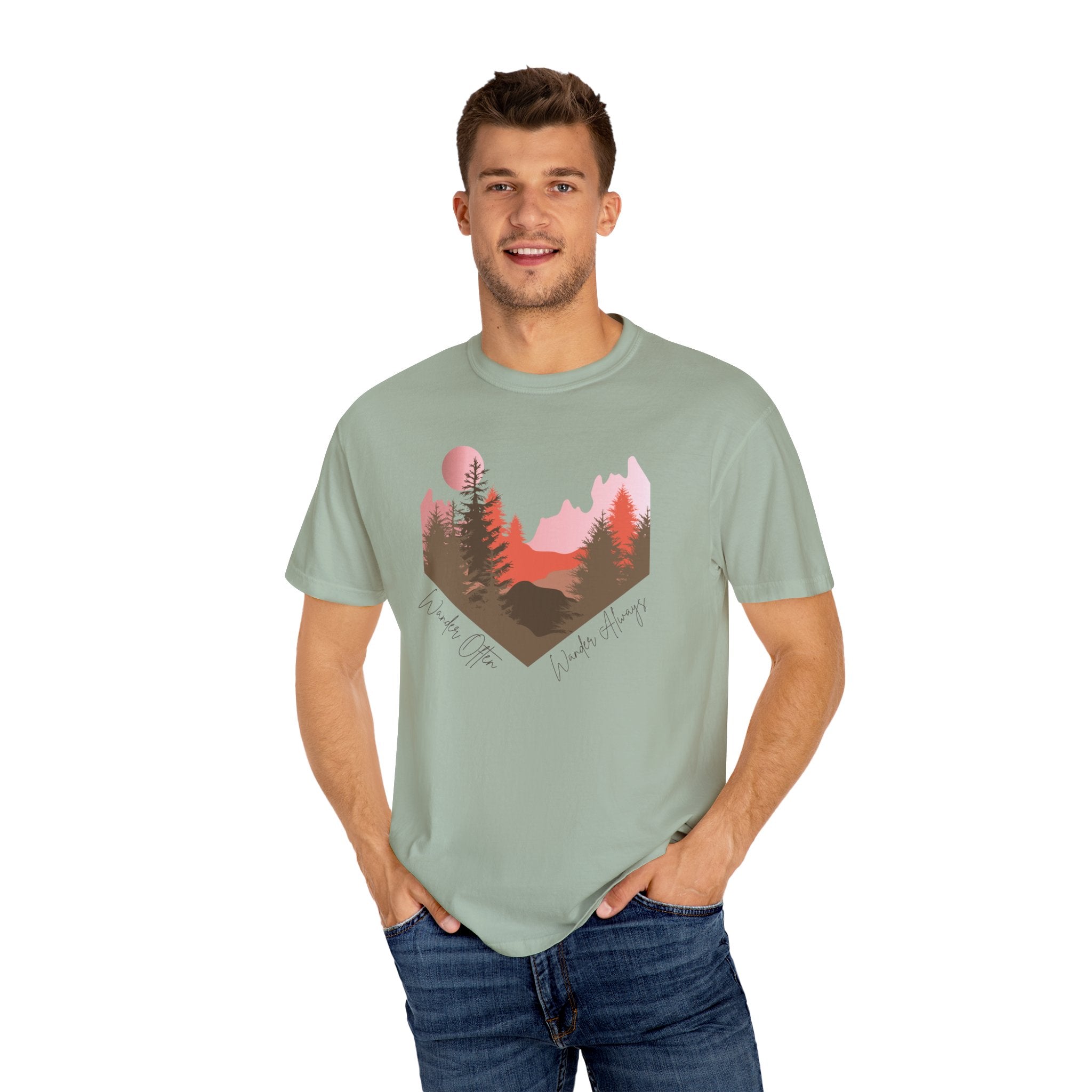Wander Always Sunset T-Shirt | Wild & Wander Adventure Tee | Comfort Colors Garment-Dyed Shirt