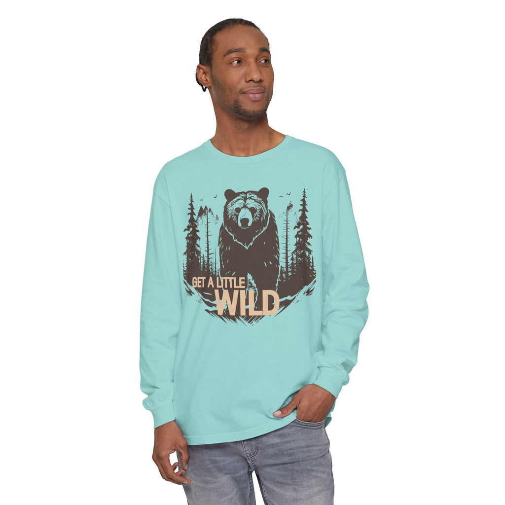 Get a Little Wild Bear Long Sleeve -Nature Graphic Tee | Soft Cotton Adventure Layer