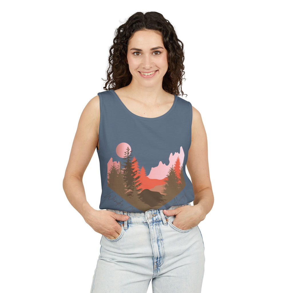 Wander Always Tank Top - Comfort Colors Garment-Dyed Muscle Tank | Wild & Wander Nature-Inspired Summer Shirt