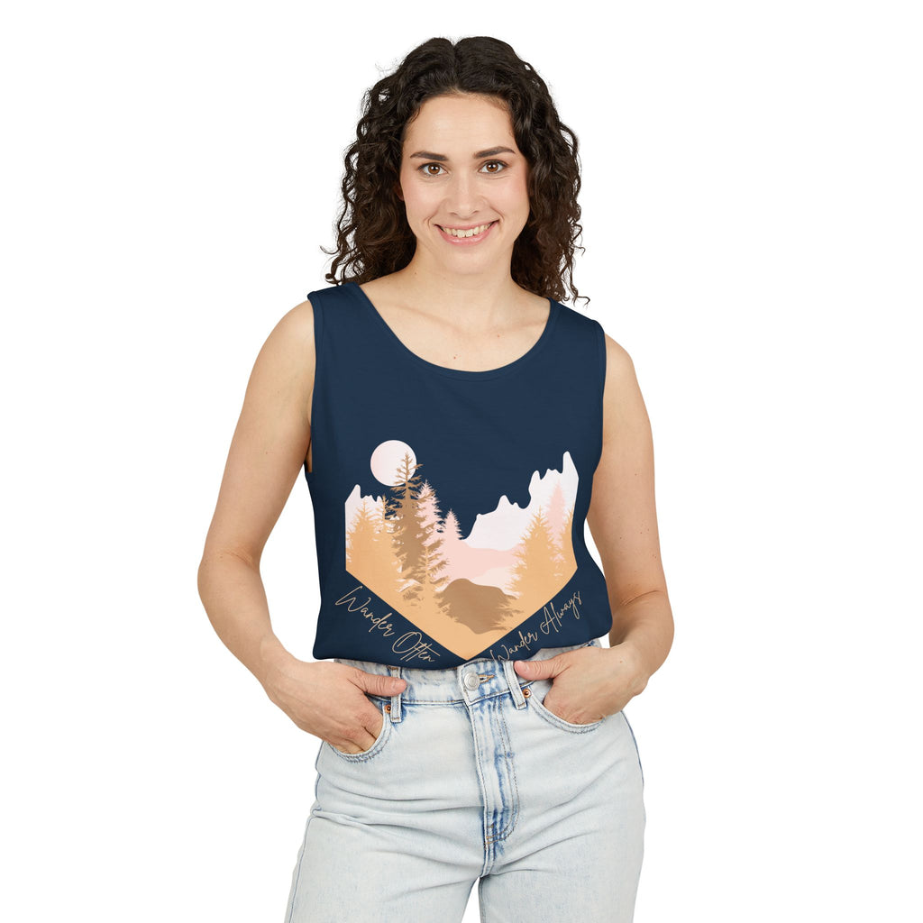 Wander Often Tank Top - Comfort Colors Garment-Dyed Muscle Tank | Earthy Adventure Summer Shirt by Wild & Wander