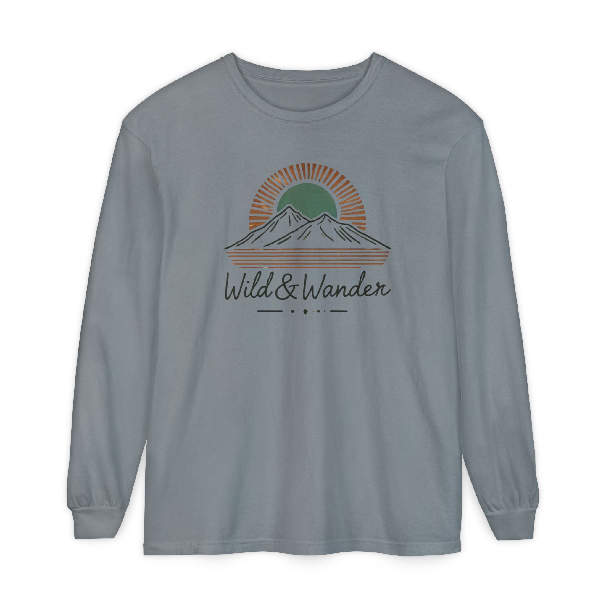 Wild & Wander Logo Long Sleeve Tee, Earthy Adventure Shirt for Nature Lovers
