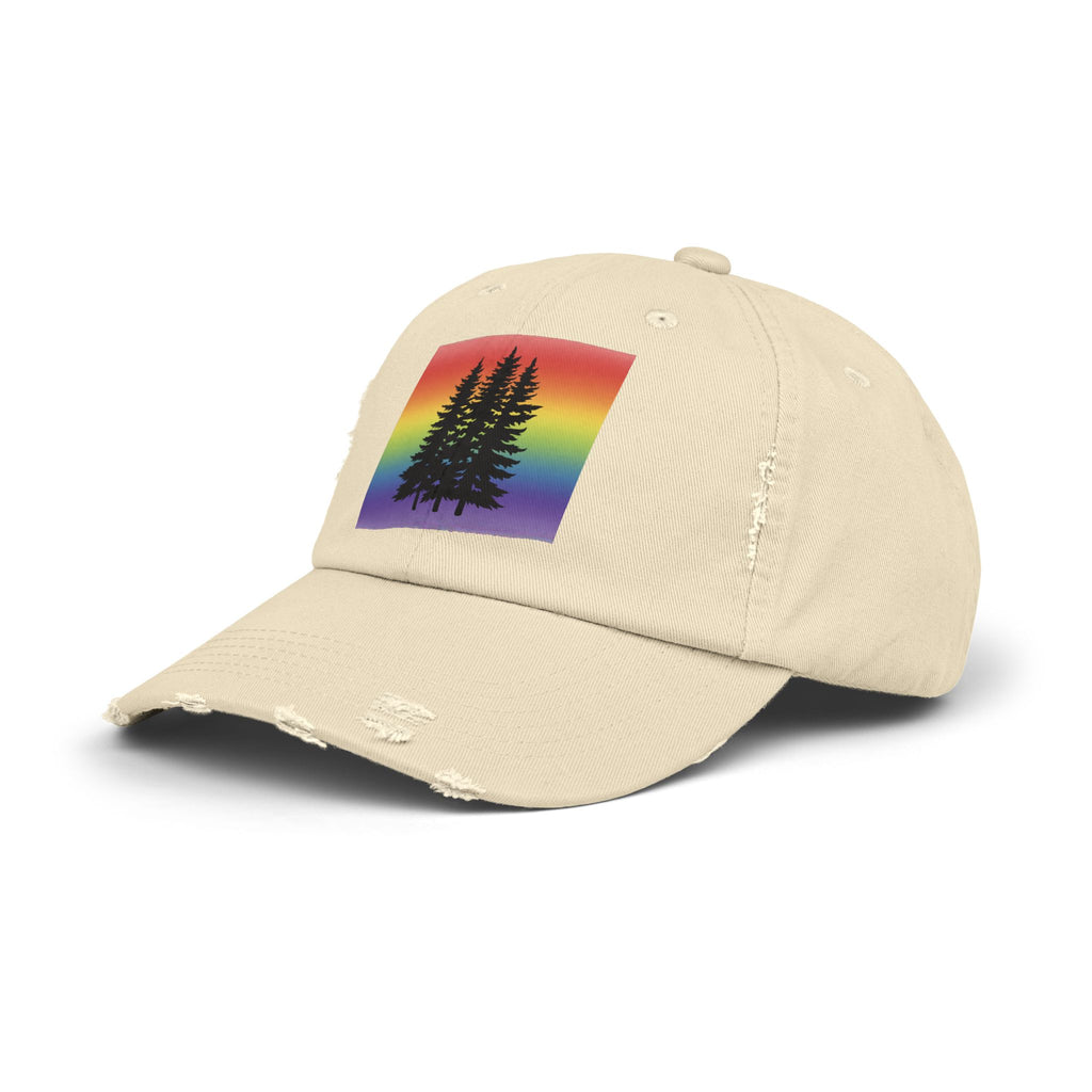 Rainbow Pride Tree Hat | LGBTQ+ Distressed Baseball Cap | Queer Forest Pride Hat | Gay Pride Cap | Lesbian Owned Brand | Wild & Wander