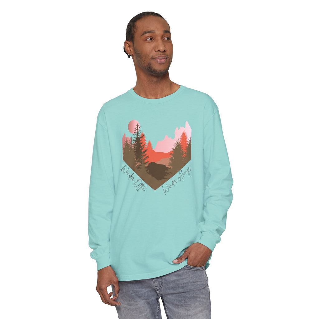 Wander Always Long Sleeve Shirt, Cozy Outdoor Graphic Tee, Wild & Wander