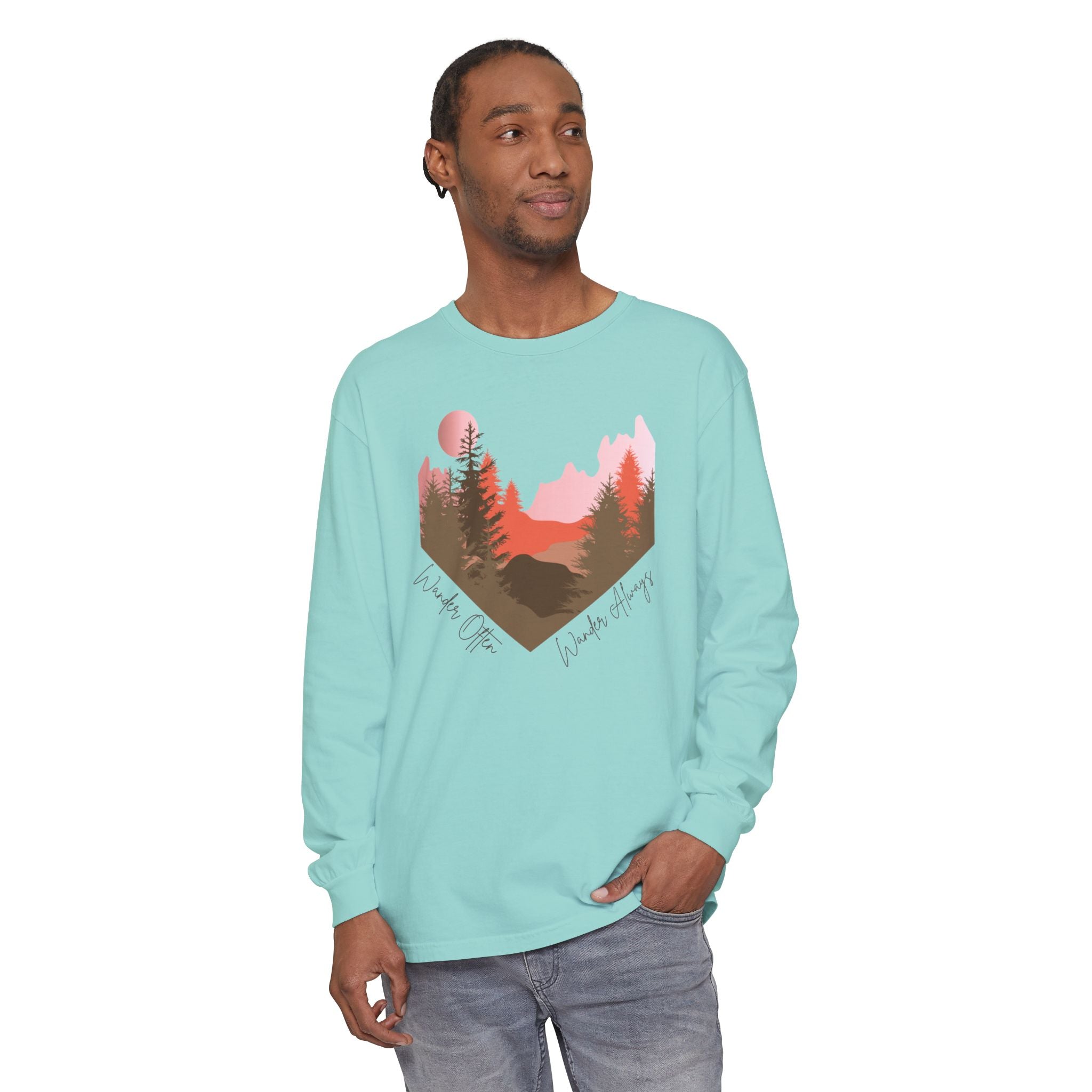 Wander Always Long Sleeve Shirt, Cozy Outdoor Graphic Tee, Wild & Wander