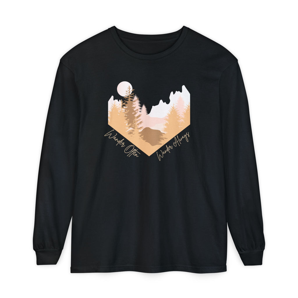 Wander Often Long Sleeve Shirt, Soft Nature Graphic Tee, Wild & Wander