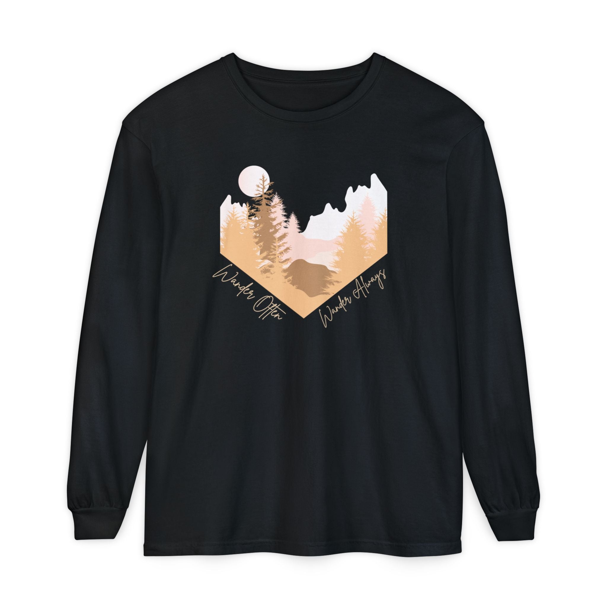 Wander Often Long Sleeve Shirt, Soft Nature Graphic Tee, Wild & Wander